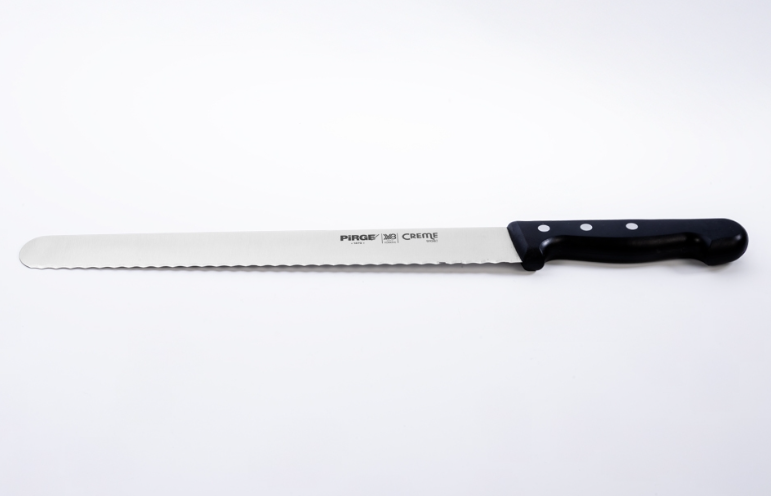 Pirge 71472-B-01 Creme Pasta Bıçağı Dişli Dar 30 cm D Model Ters Diş Siyah