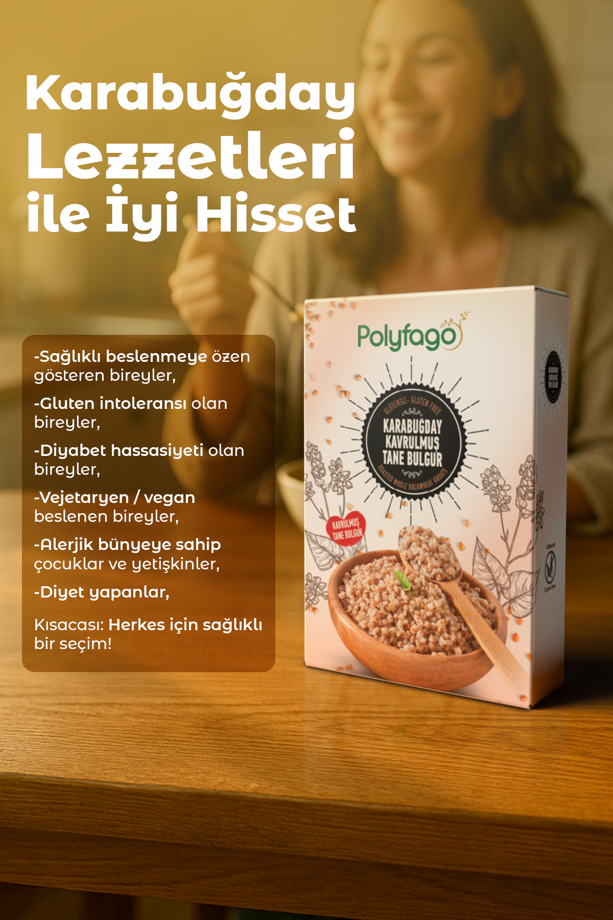 Polyfago Glutensiz Karabuğday Bulgur 500 gr 