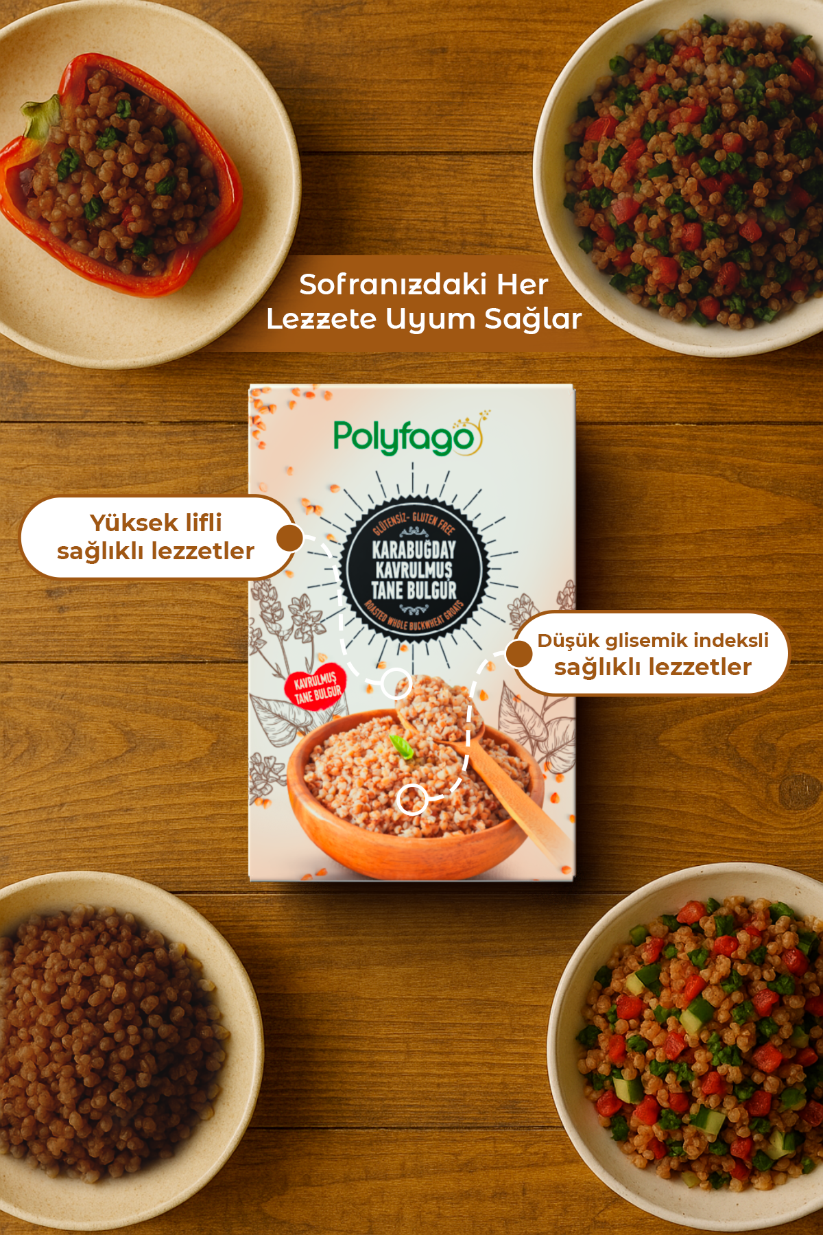 Polyfago Glutensiz Karabuğday Bulgur 500 gr 