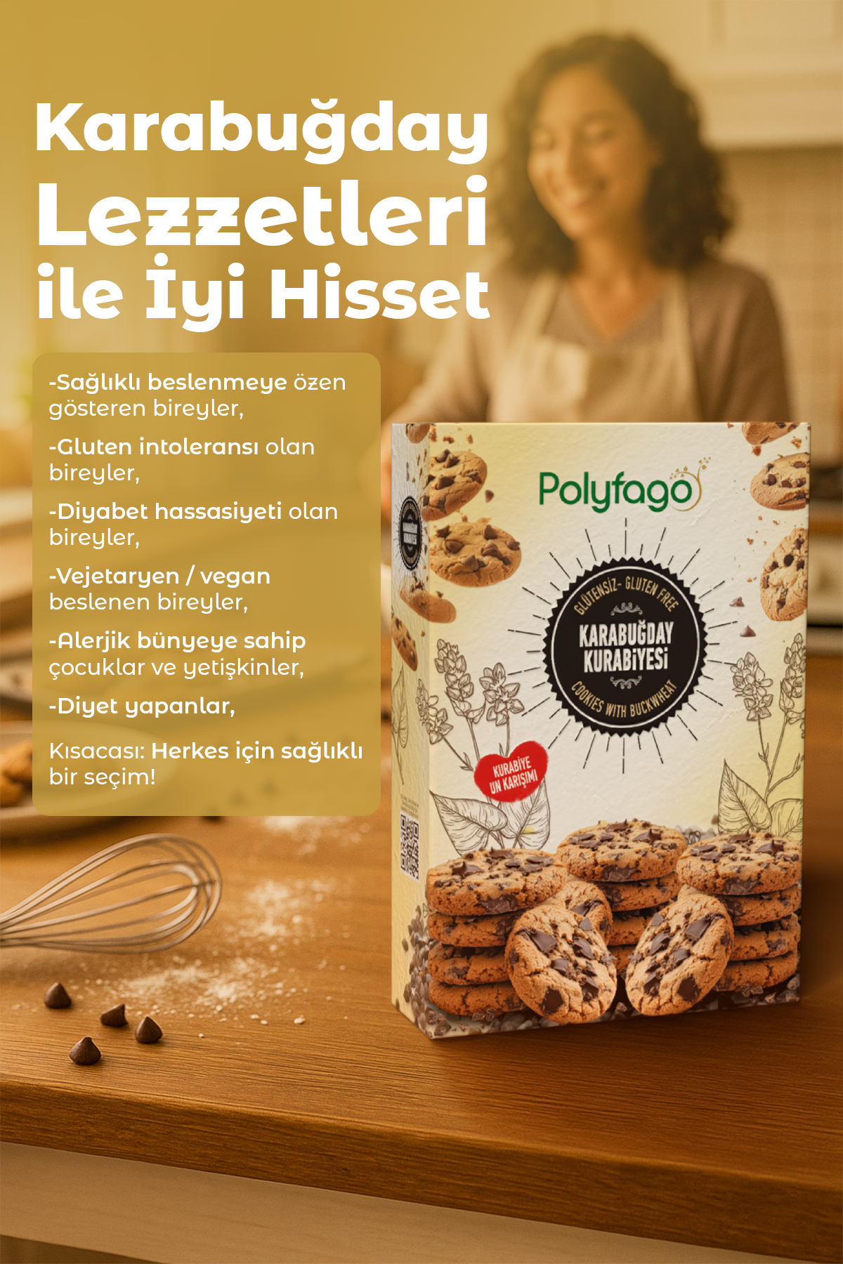 Polyfago Glutensiz Karabuğday Kurabiyesi Unu Karışımı 525 gr