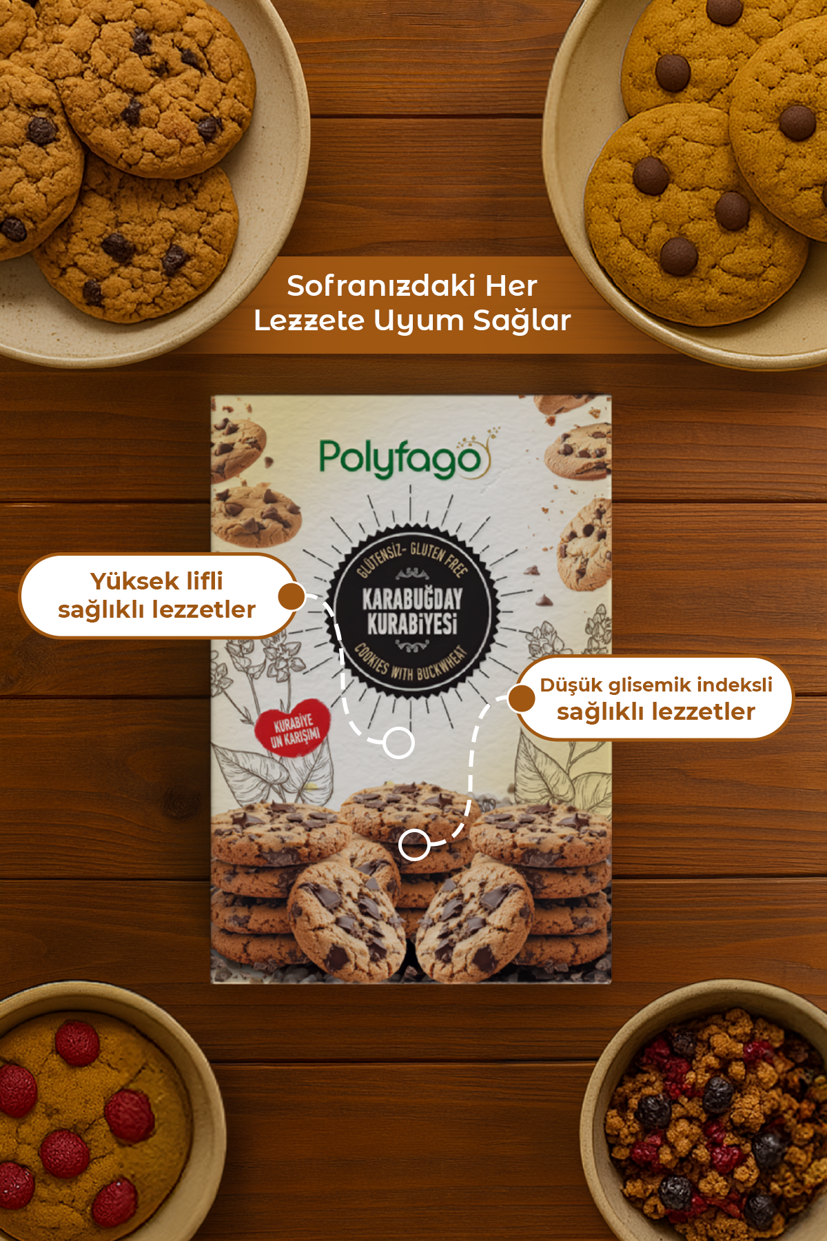 Polyfago Glutensiz Karabuğday Kurabiyesi Unu Karışımı 525 gr