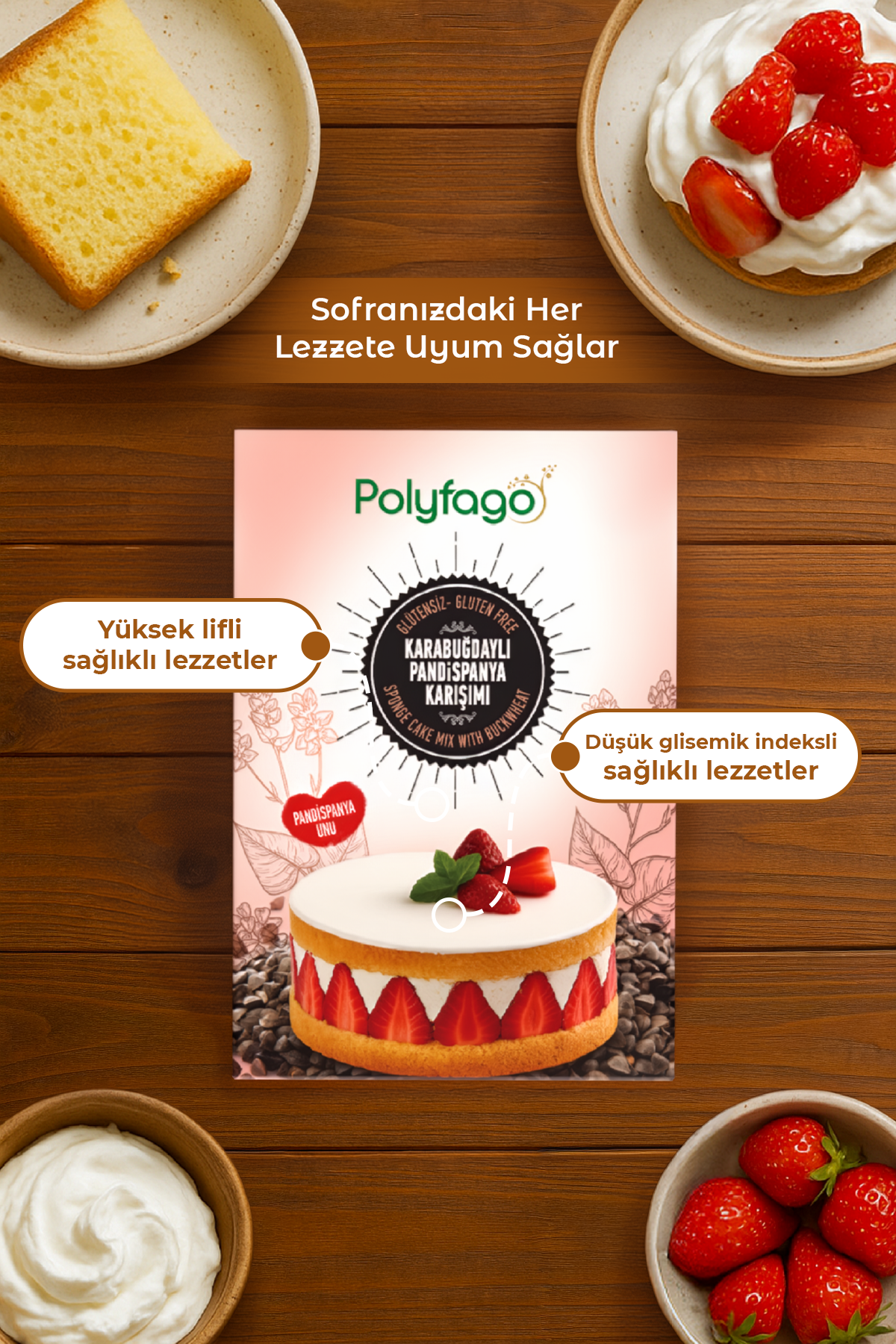 Polyfago Glutensiz Karabuğday Pandispanya Unu Karışımı 450 gr