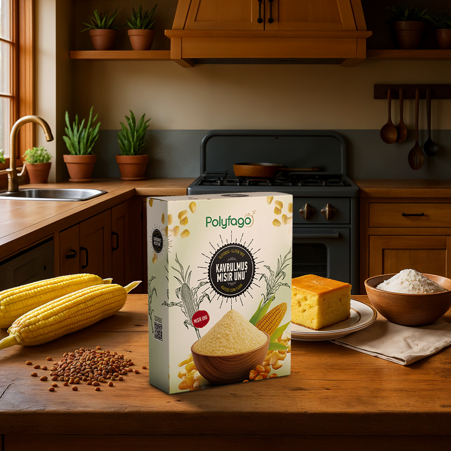 Polyfago Glutensiz Kavrulmuş Mısır Unu 500 gr