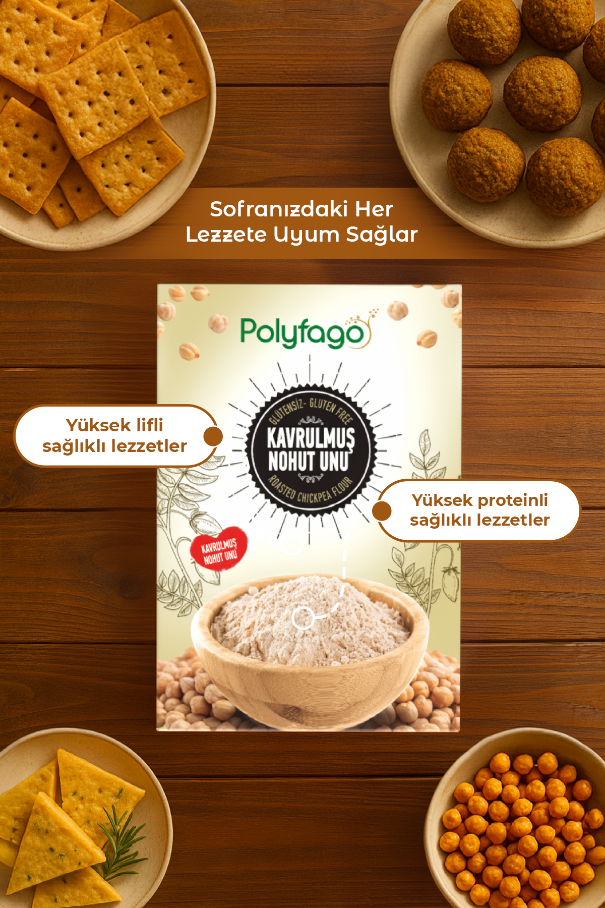 Polyfago Glutensiz Kavrulmuş Nohut Unu 500 gr