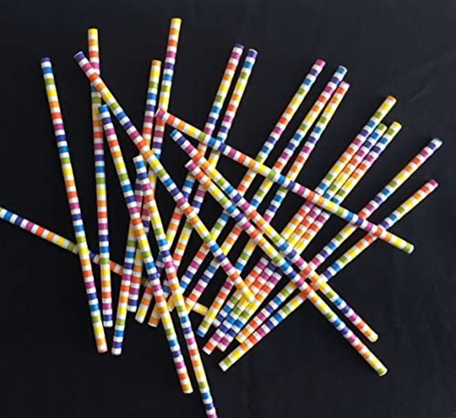 Rainbow Desenli Karton Pipet 25'li