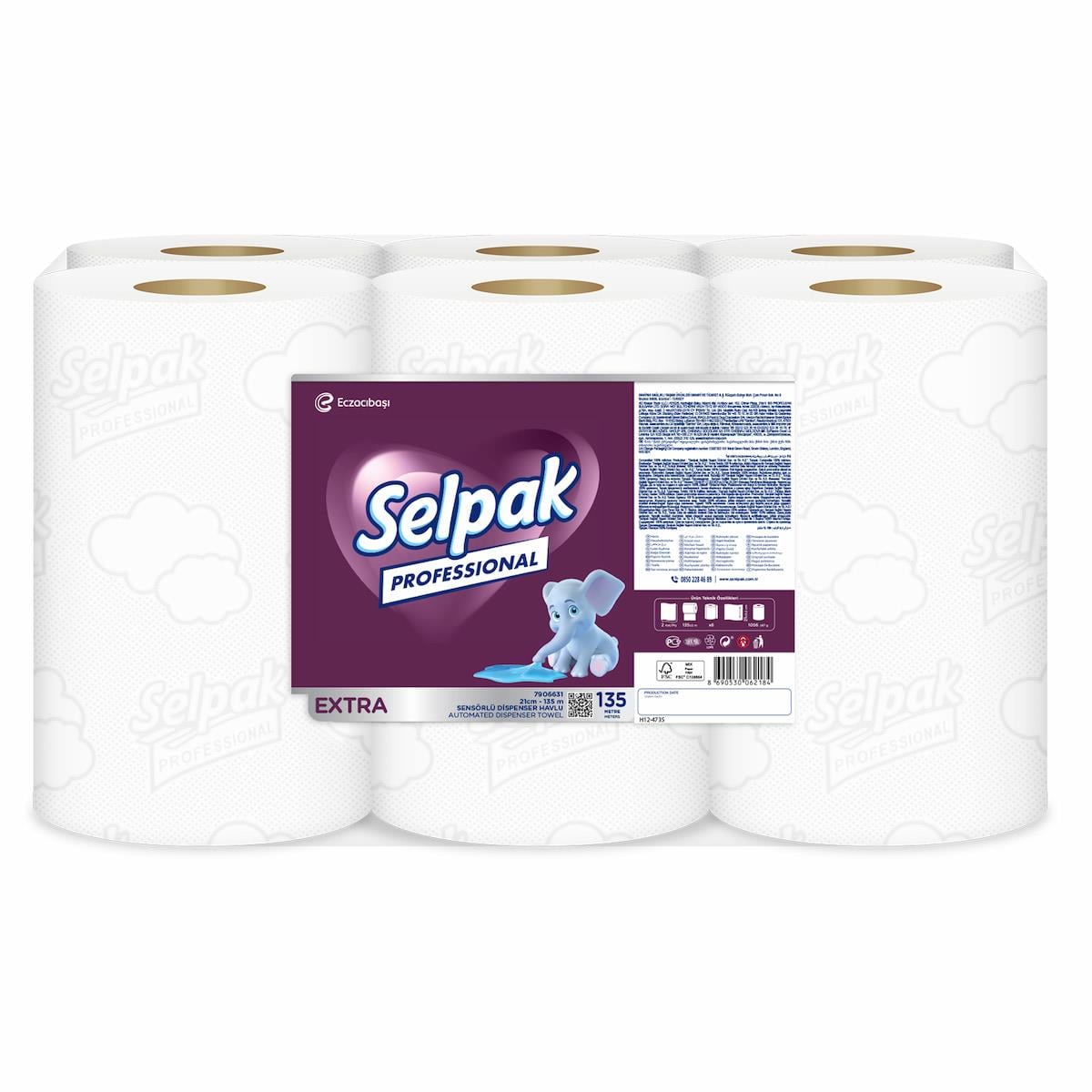 Selpak Pro Extra Sensörlü Havlu 21 cm 135 m x 6 Adet (7906631)