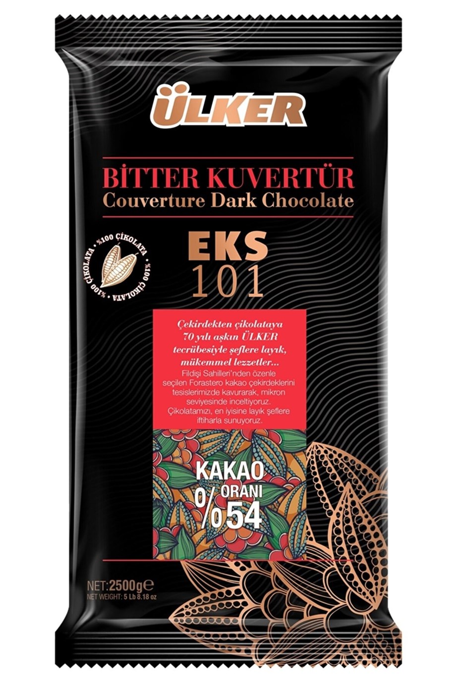 Ülker Bitter Ekstra Kuvertür %54  Eks 101 2,5 kg