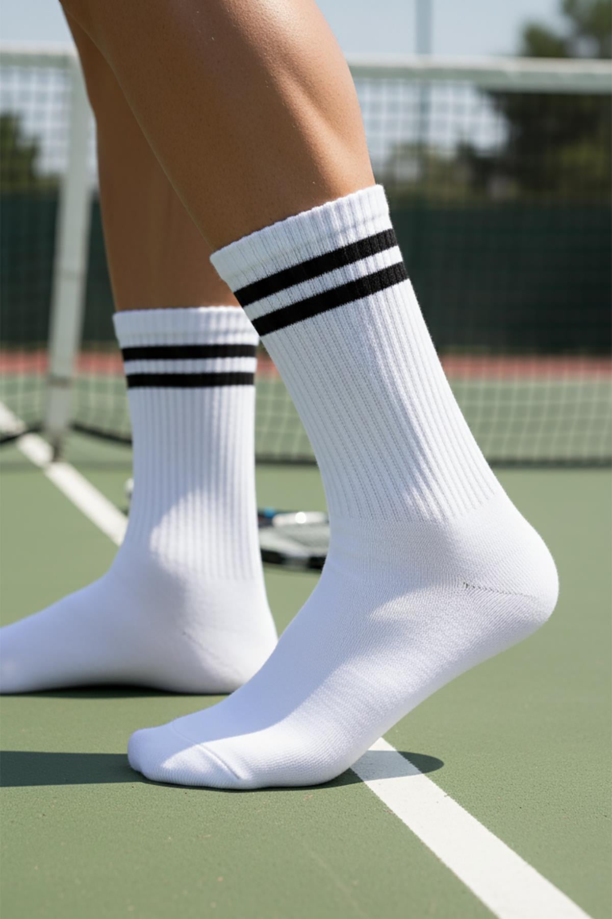 Erkek 12li Asorti Pamuklu Uzun Tenis Çorap 6052