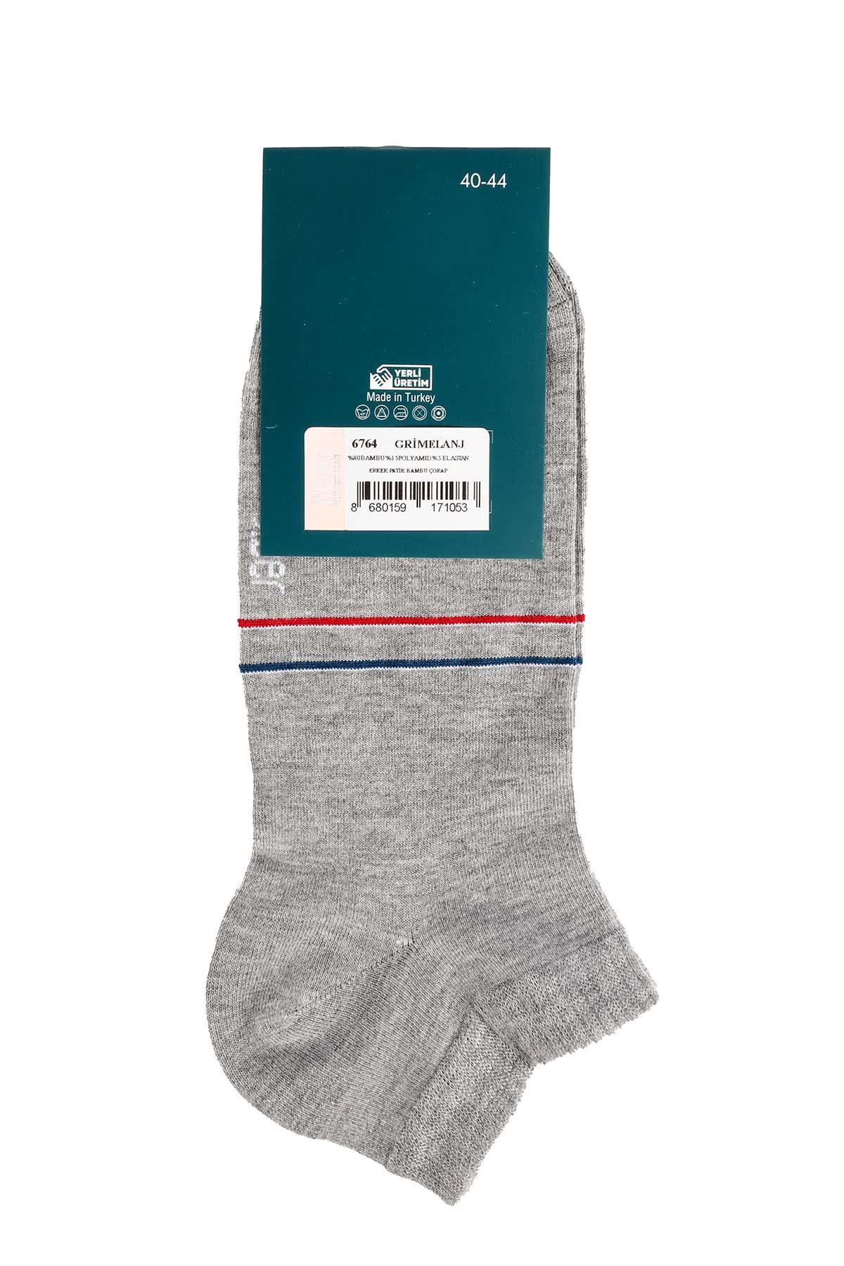Erkek 12'li Bambu Patik Çorap 6764 GRİMELANJ  JBR6764.0000012
