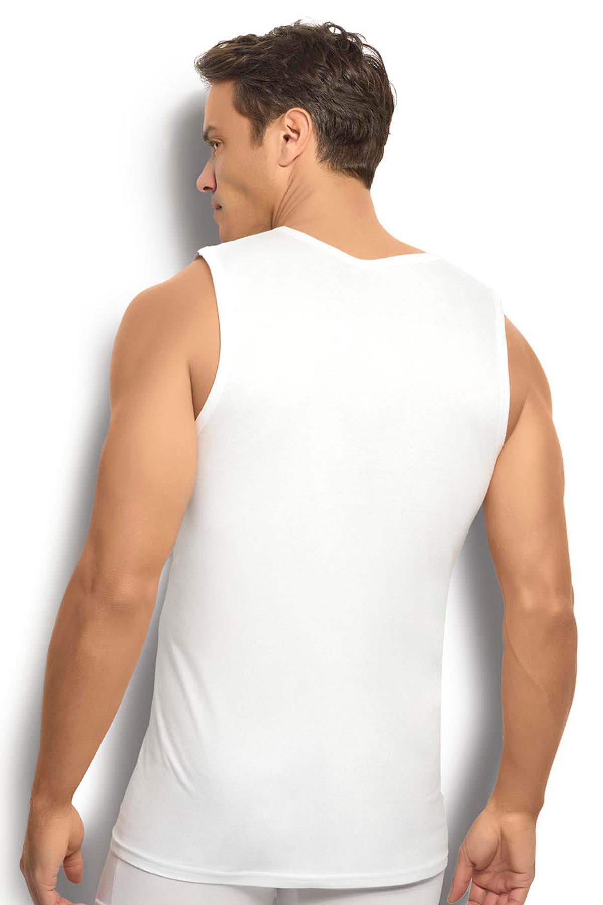 Erkek 6'lı Beyaz Pamuklu V Yaka Atlet 123