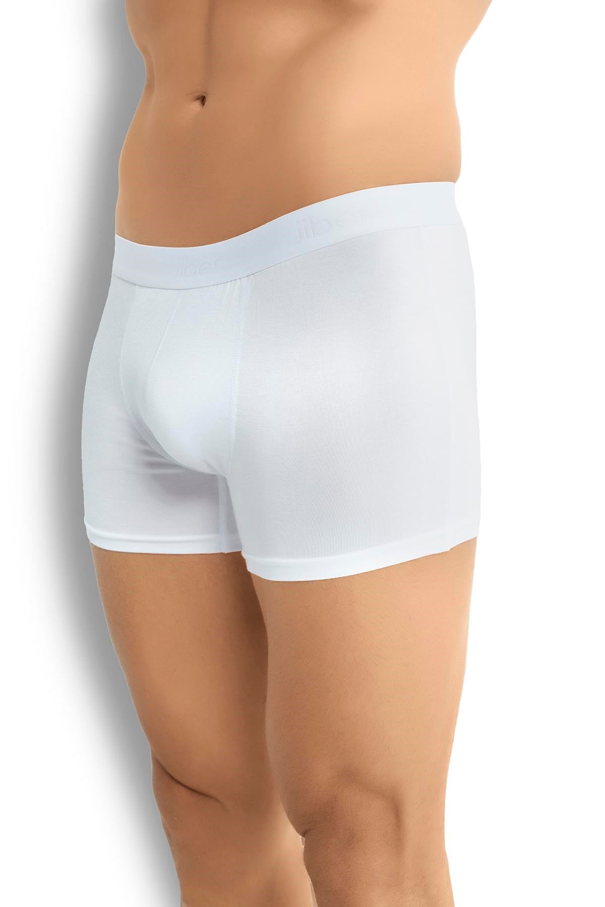 Erkek 6'lı Beyaz Viskoz Likralı Boxer 