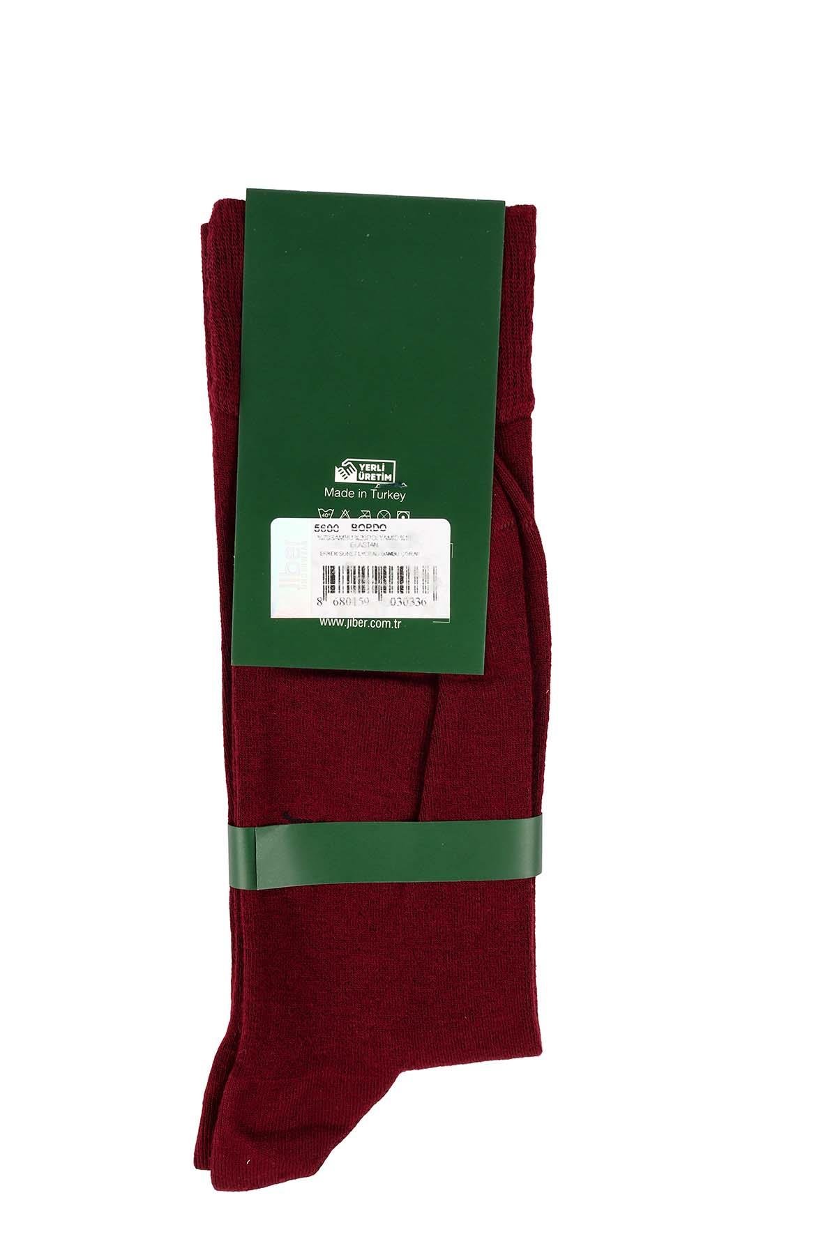 Erkek 6'lı Likralı Bambu Uzun Çorap 5600 Bordo  JBR5600.006
