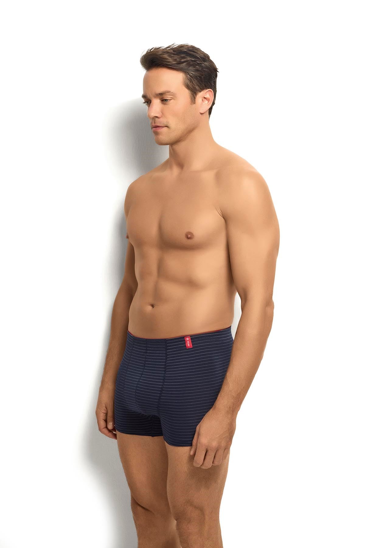Erkek 6'lı Lacivert Havlu Kemer Boxer
