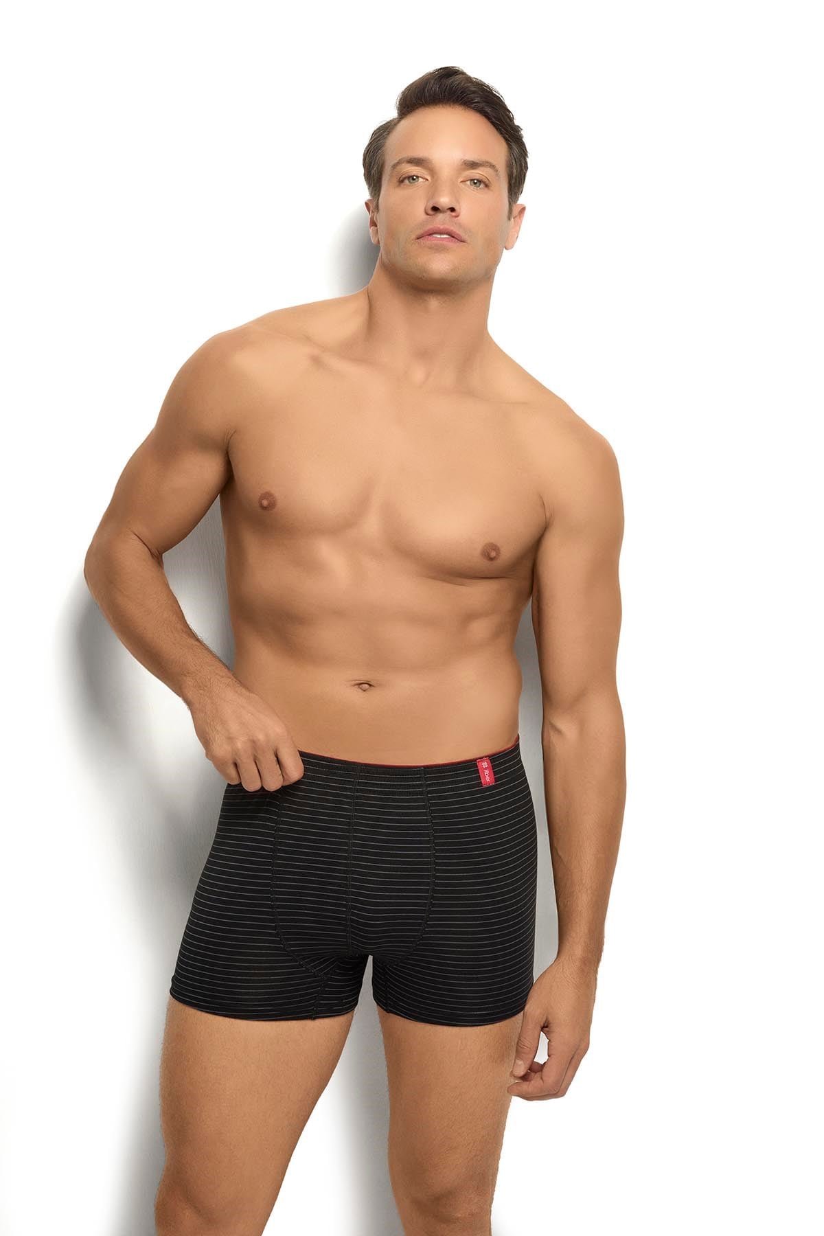 Erkek 6'lı Siyah Havlu Kemer Boxer