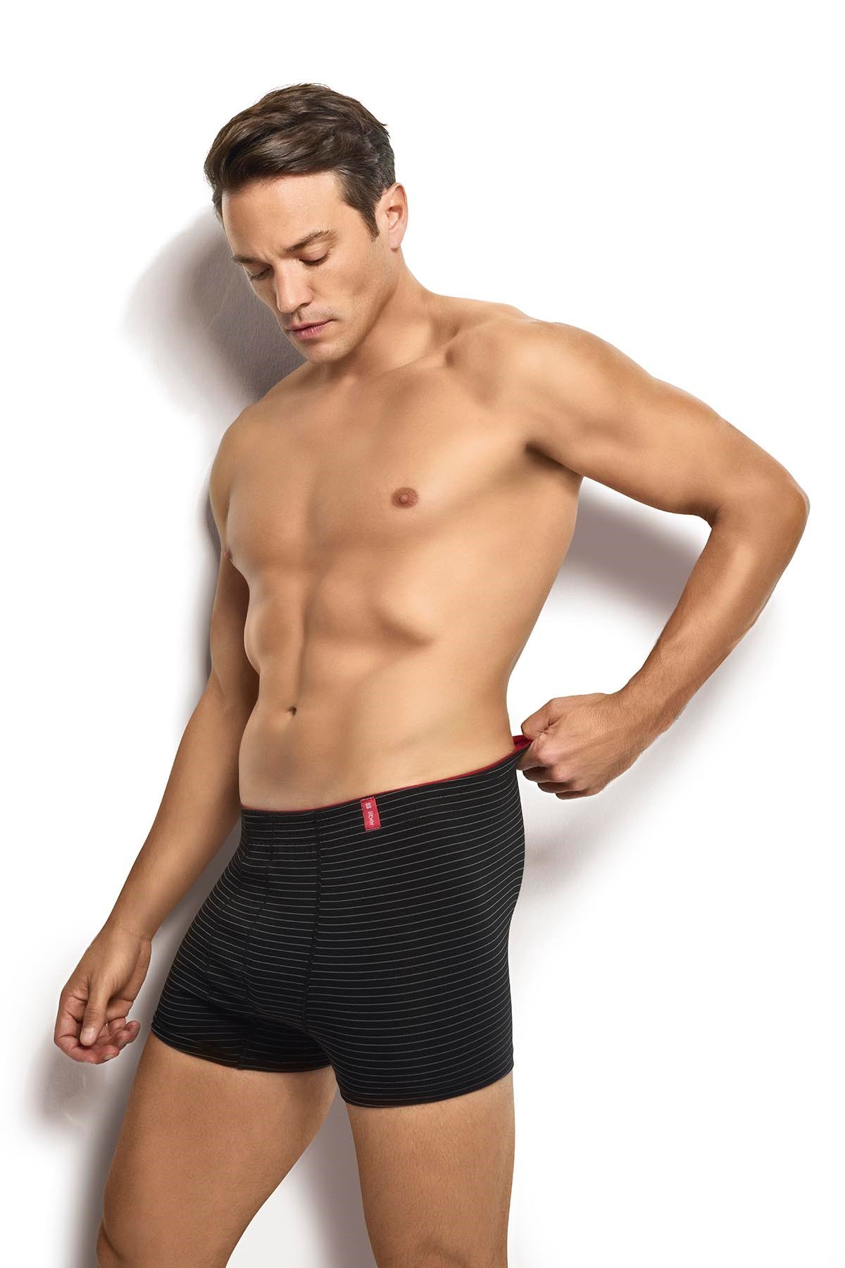 Erkek 6'lı Siyah Havlu Kemer Boxer