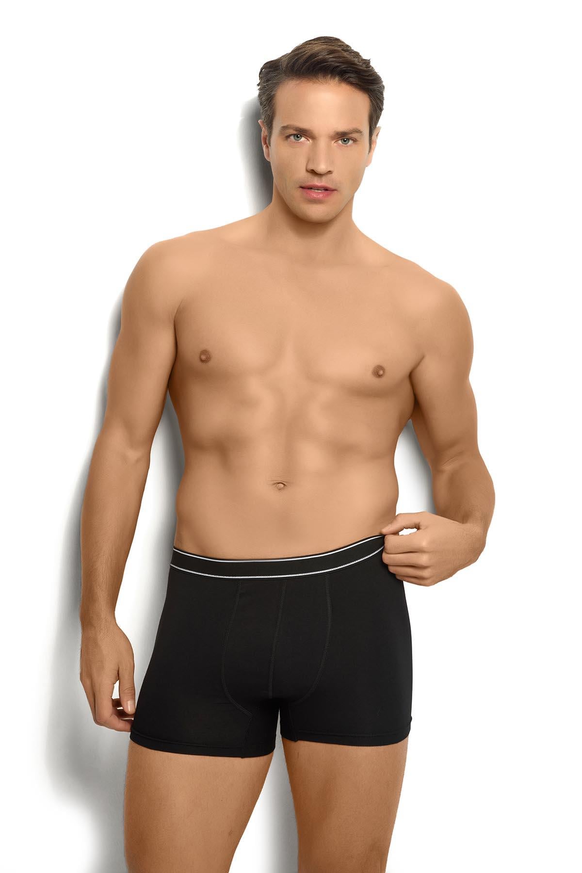 Erkek 6'lı Siyah Likralı Boxer 277