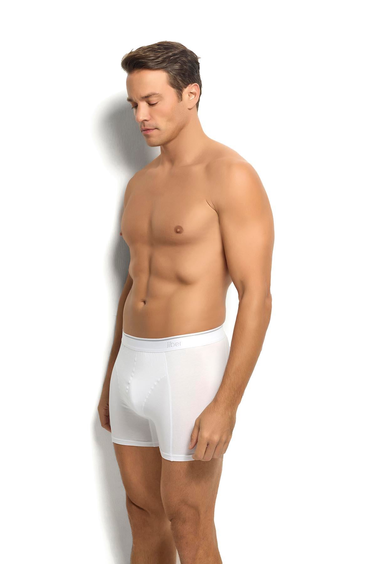 Erkek Beyaz Pamuklu Likralı 3'lü Boxer  267