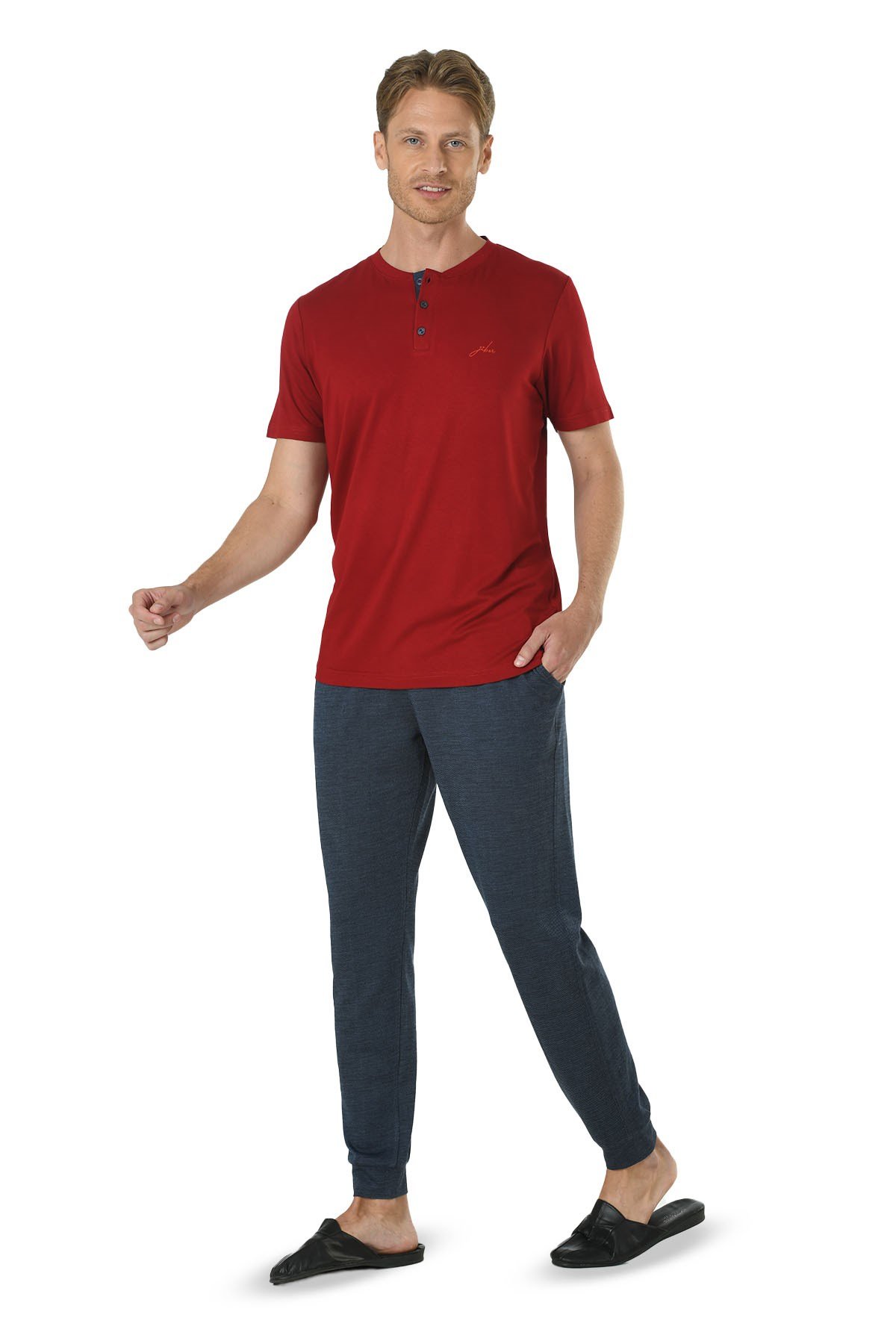 Erkek Bordo Patlı Modal Pijama Takımı 15110
