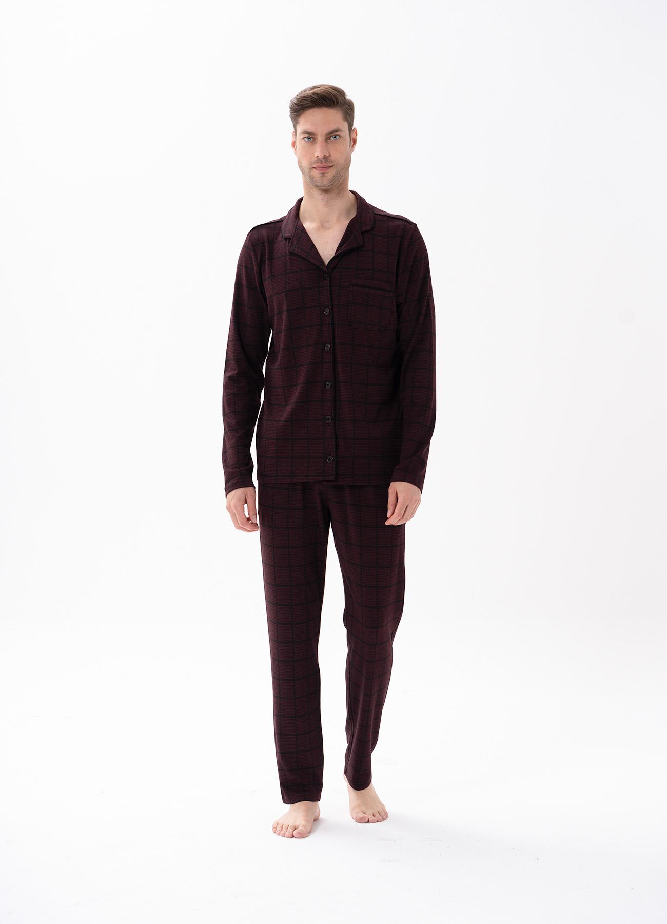Erkek Düğmeli Pijama Takımı Bordo  JBR15171.00001