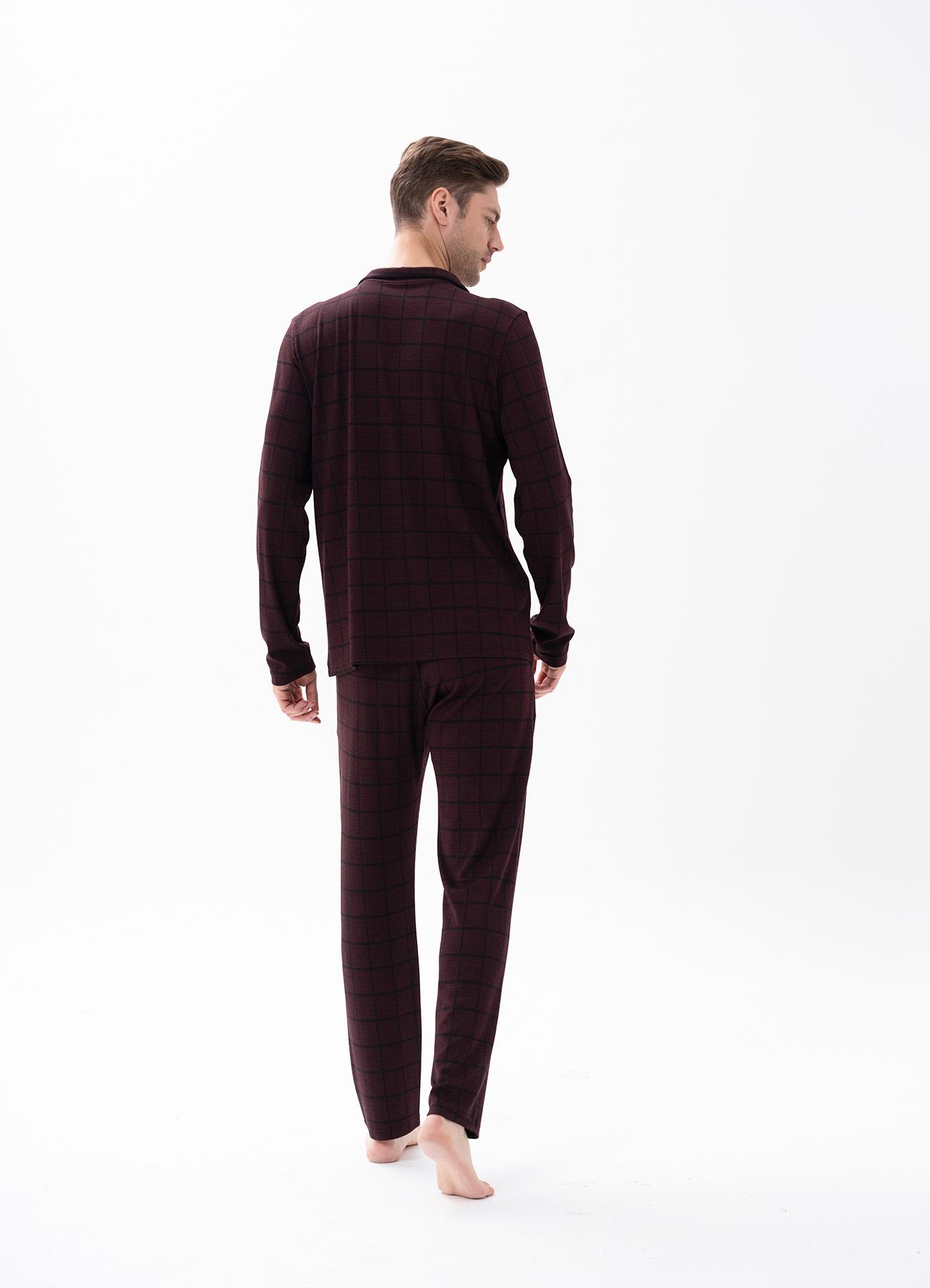 Erkek Düğmeli Pijama Takımı Bordo  JBR15171.00001