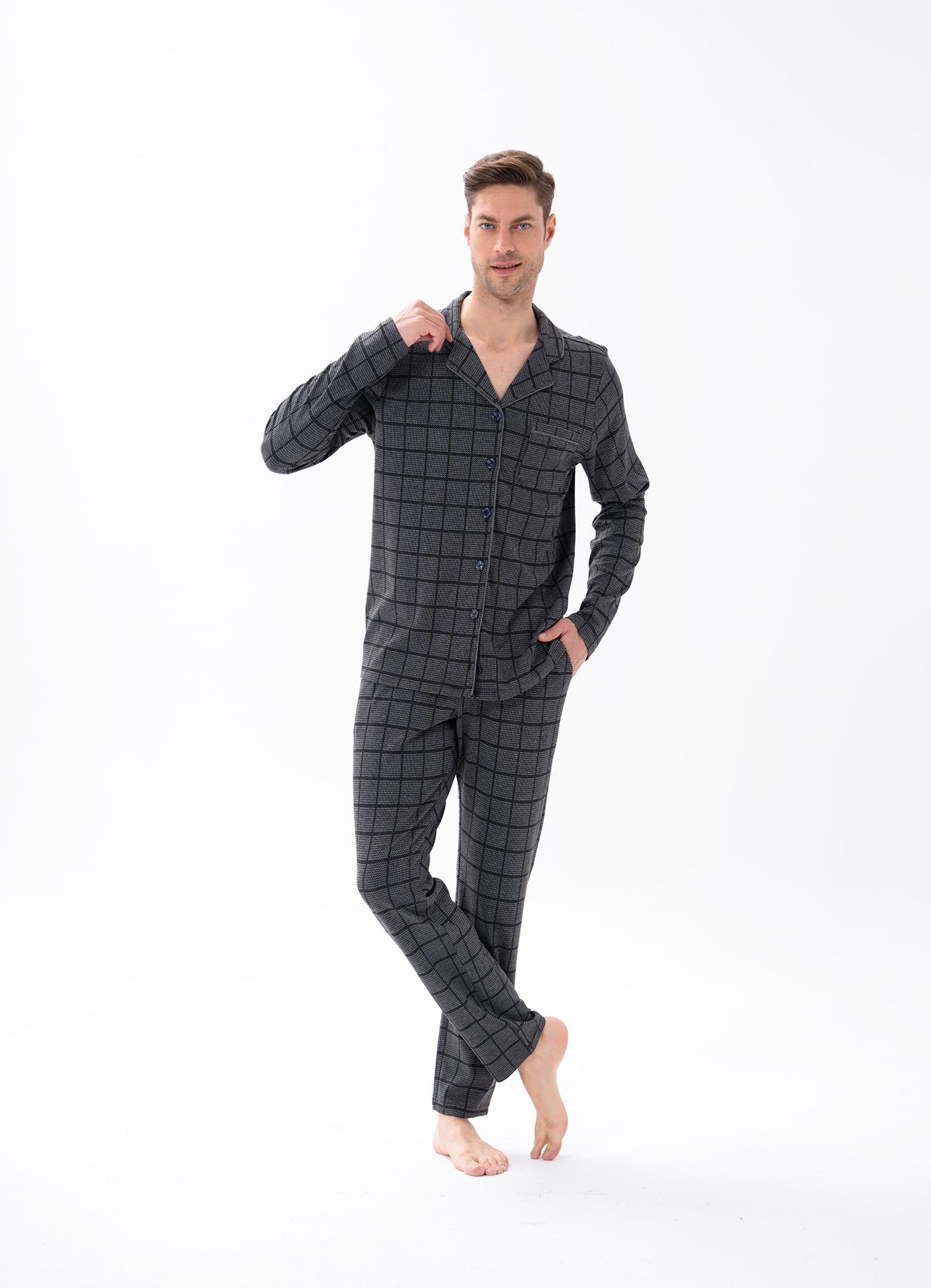 Erkek Düğmeli Pijama Takımı Füme  JBR15171.00001