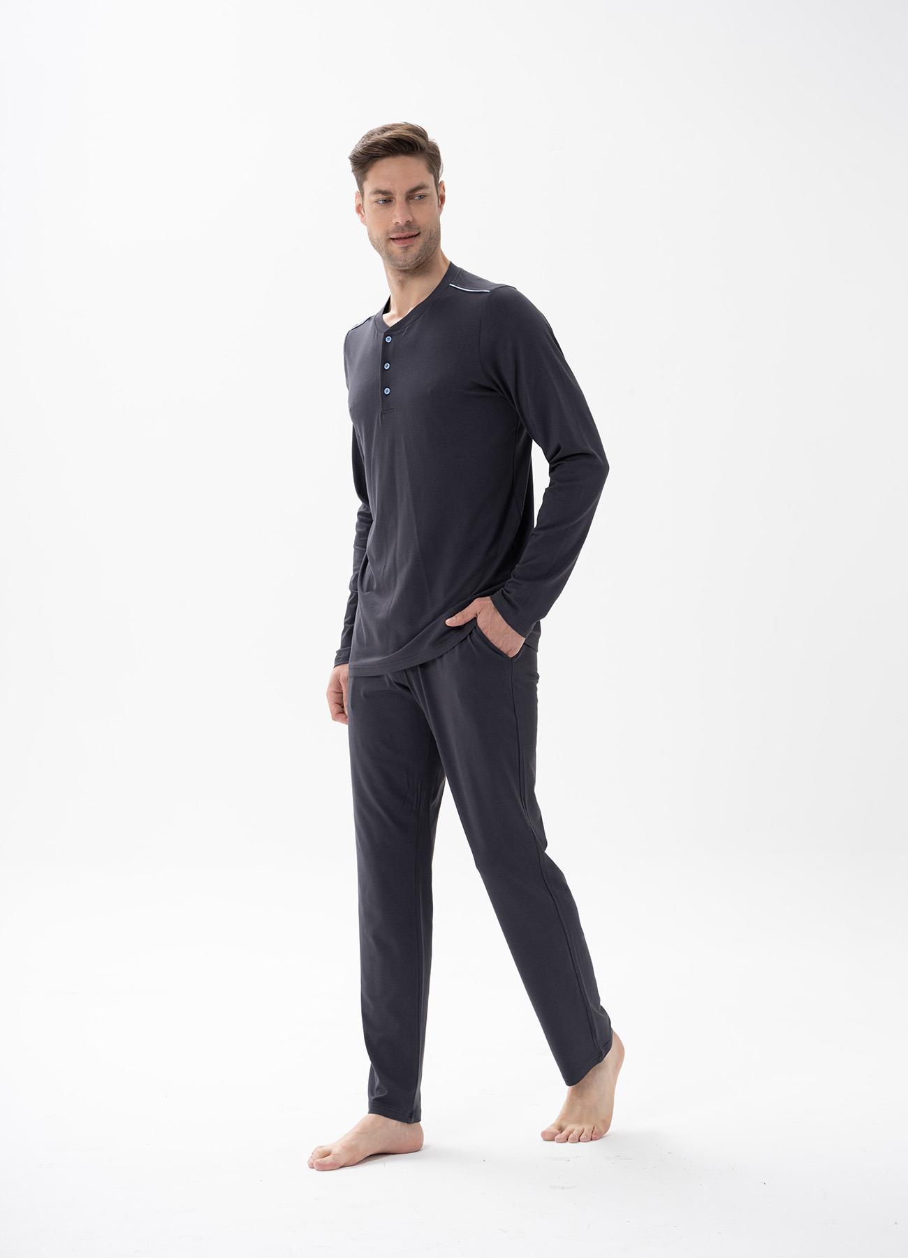 Erkek Düğmeli Pijama Takımı Füme  JBR15157.00001