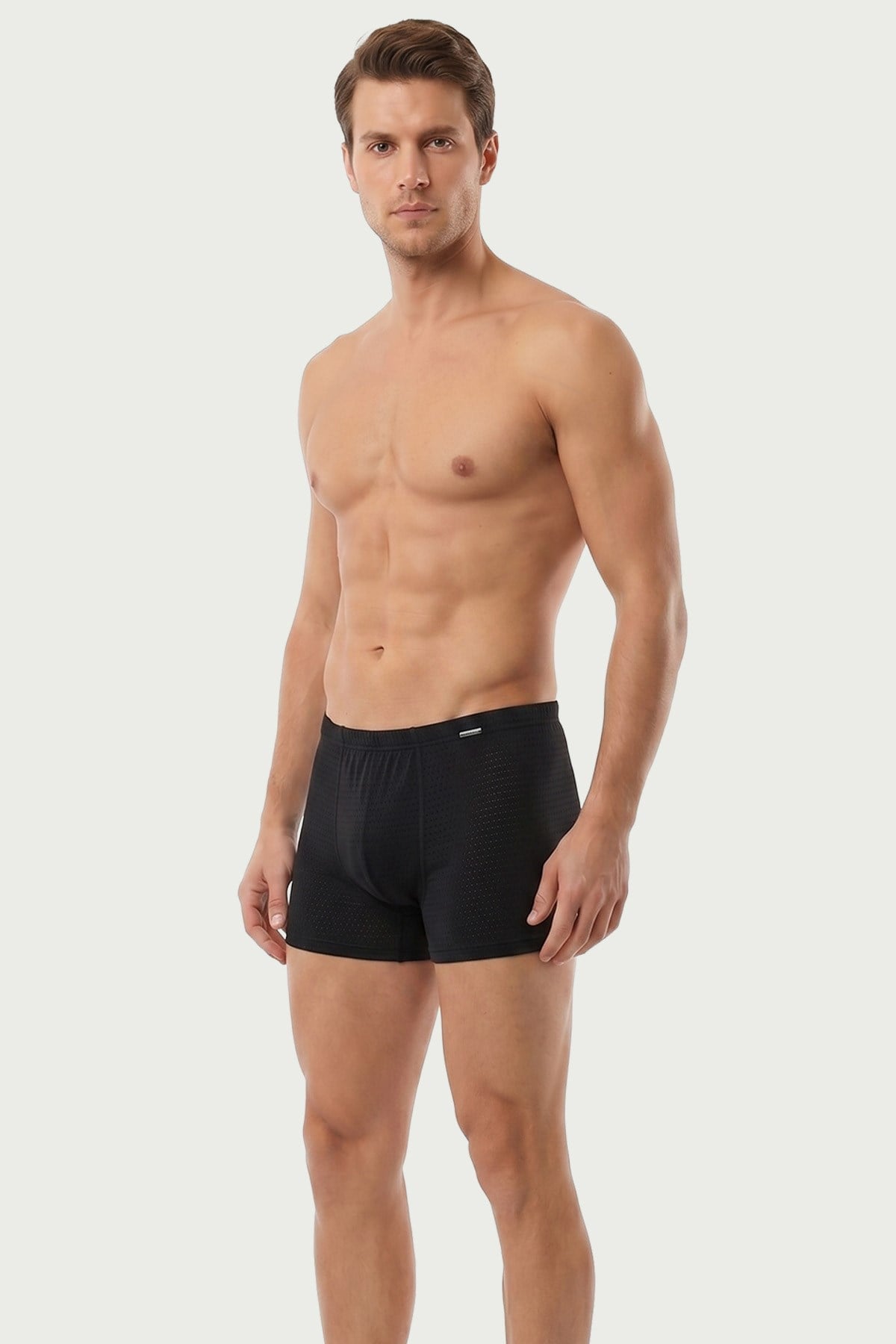 Erkek Hava Alabilen Siyah Jakarlı Boxer