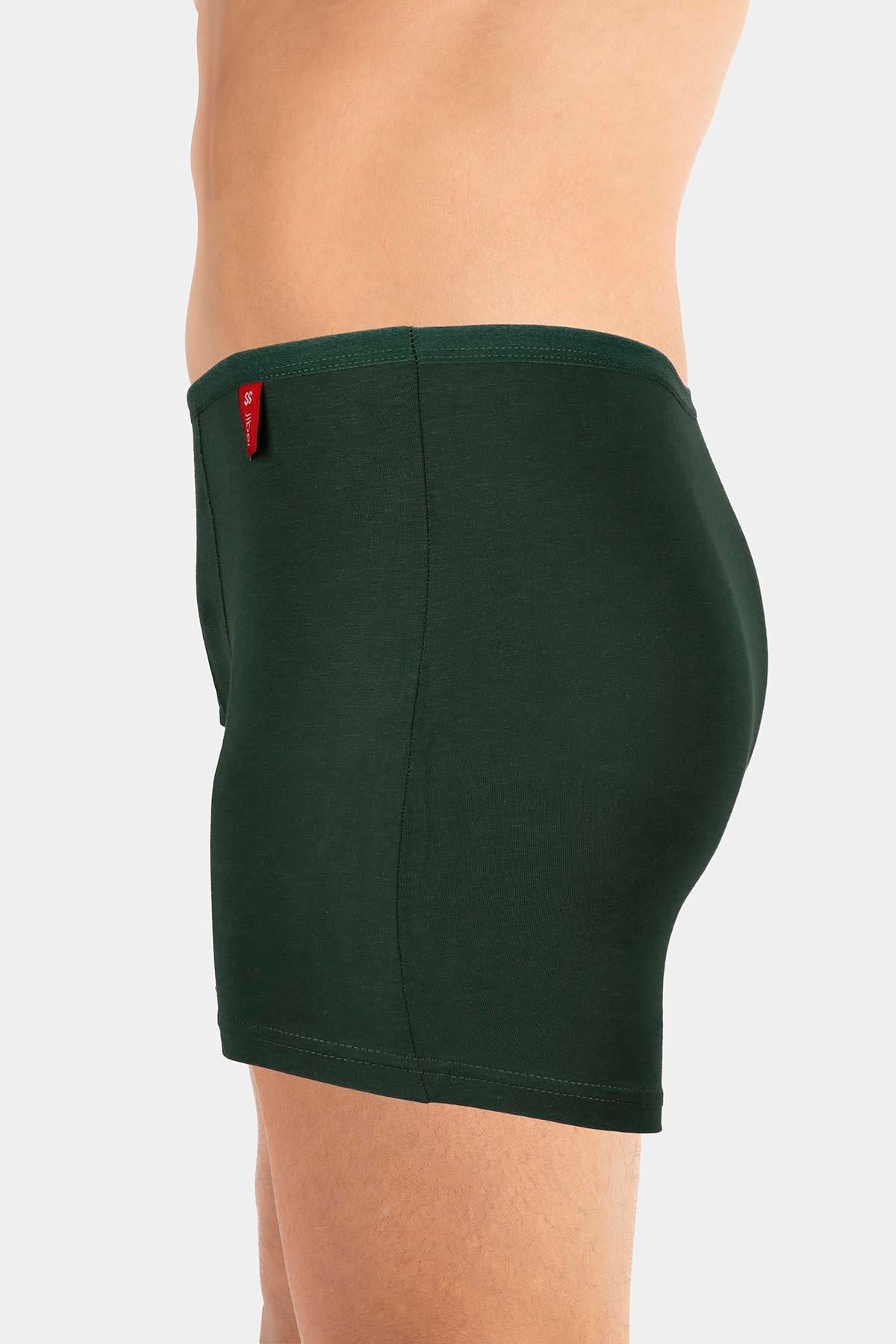 Erkek İnce Lastikli Penye Modal Koyu Yeşil Boxer 286