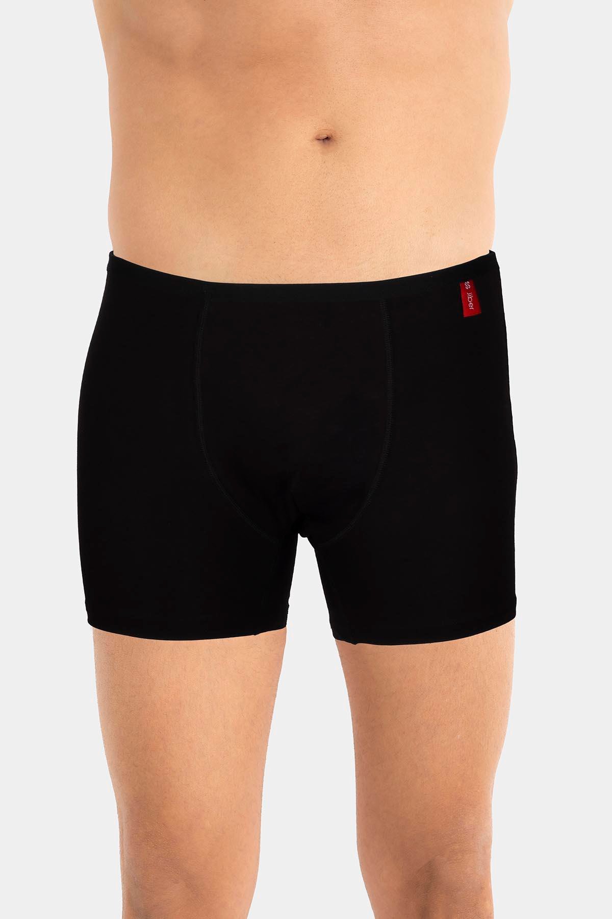 Erkek İnce Lastikli Penye Modal Siyah Boxer 286