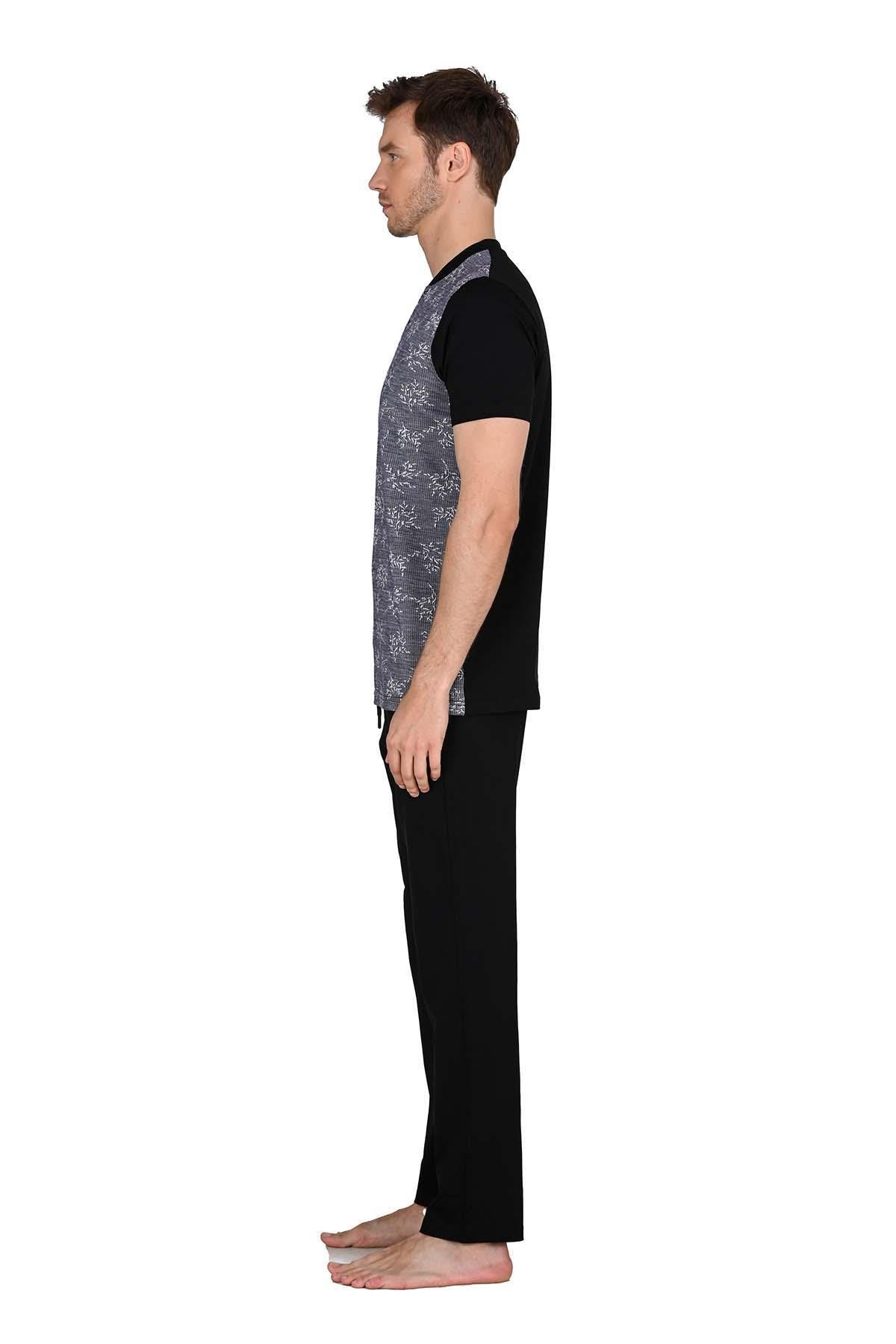 Erkek Jakarlı Siyah Pijama Takımı 15209