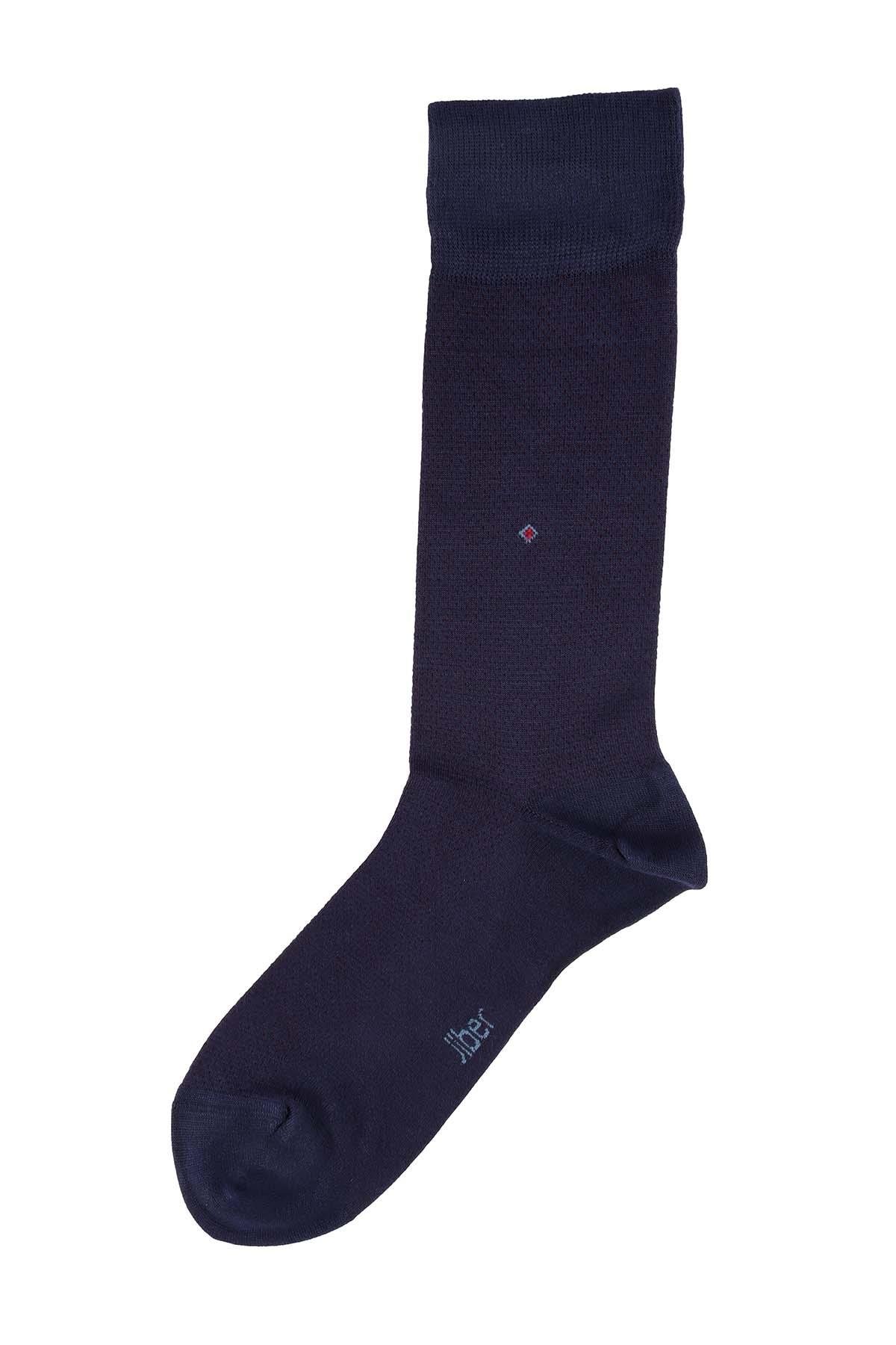 Erkek Lacivert Bambu Uzun Çorap 5518