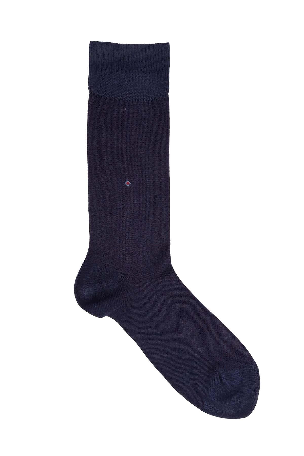 Erkek Lacivert Bambu Uzun Çorap 5518