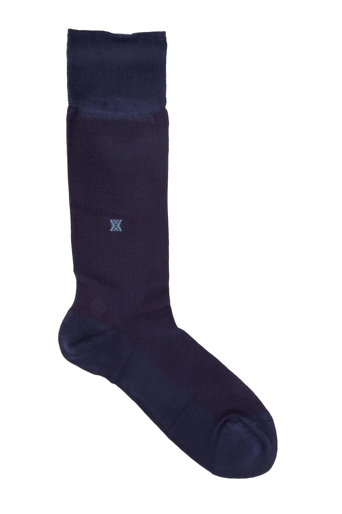 Erkek Lacivert Bambu Uzun Çorap 5524