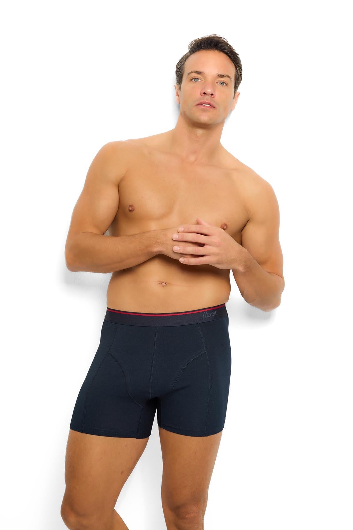Erkek Lacivert Pamuklu Likralı 3'lü Boxer   267