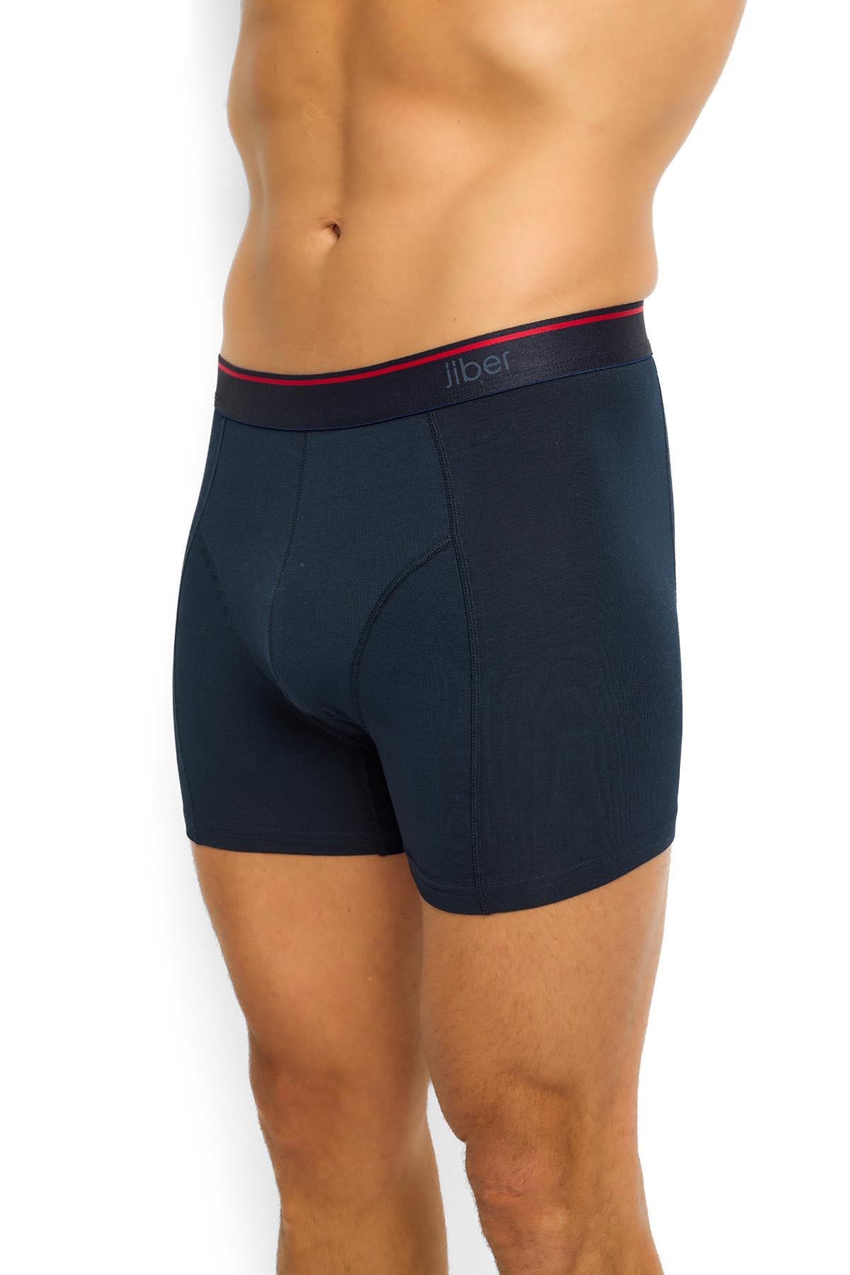 Erkek Lacivert Pamuklu Likralı 3'lü Boxer   267