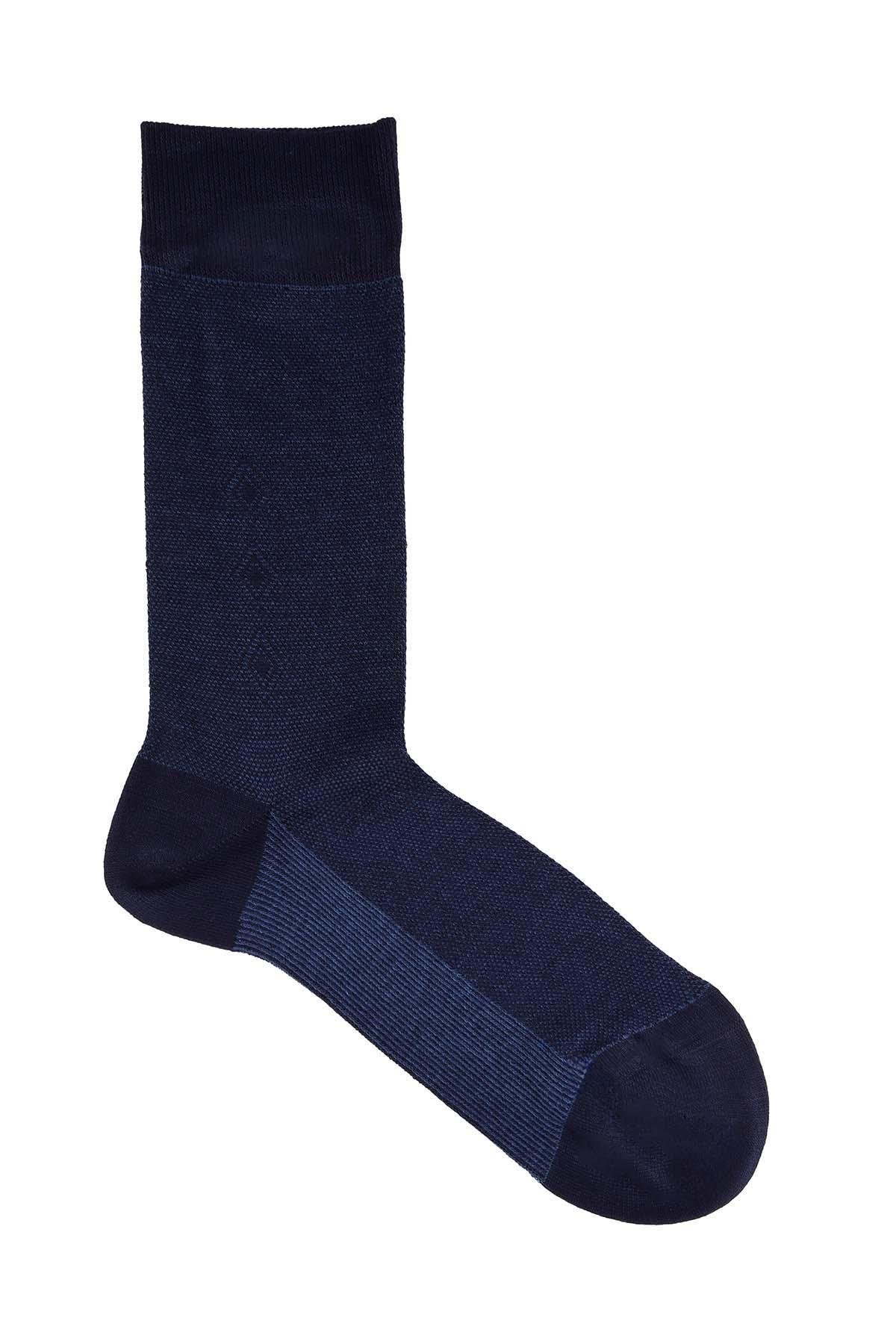 Erkek Likralı Bambu Lacivert Soket Çorap 5615