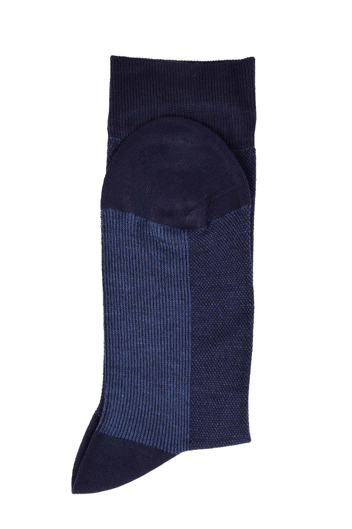 Erkek Likralı Bambu Lacivert Soket Çorap 5615