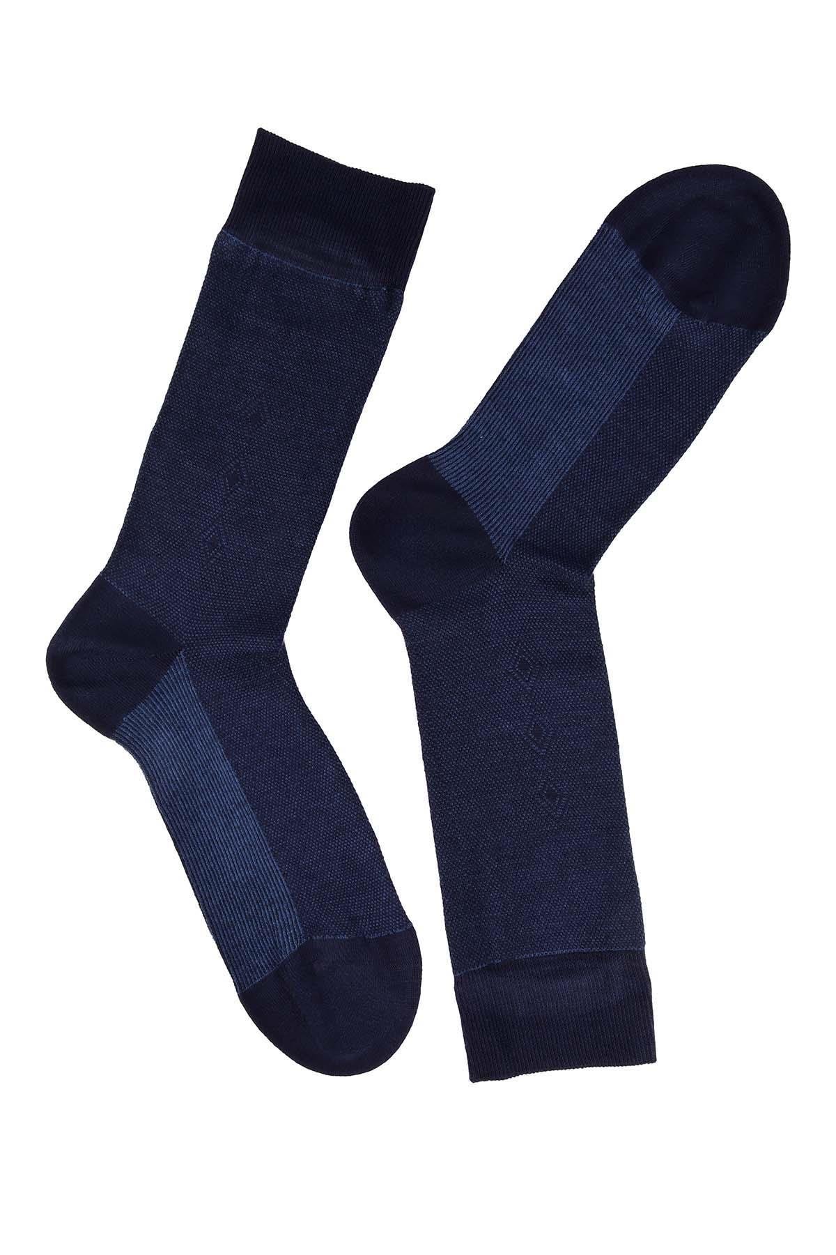 Erkek Likralı Bambu Lacivert Soket Çorap 5615