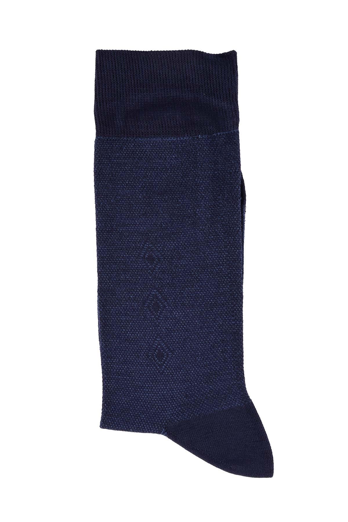Erkek Likralı Bambu Lacivert Soket Çorap 5615