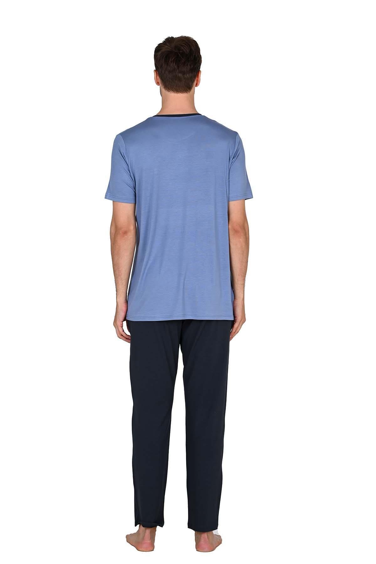 Erkek Modal Mavi Pijama Takımı 15203