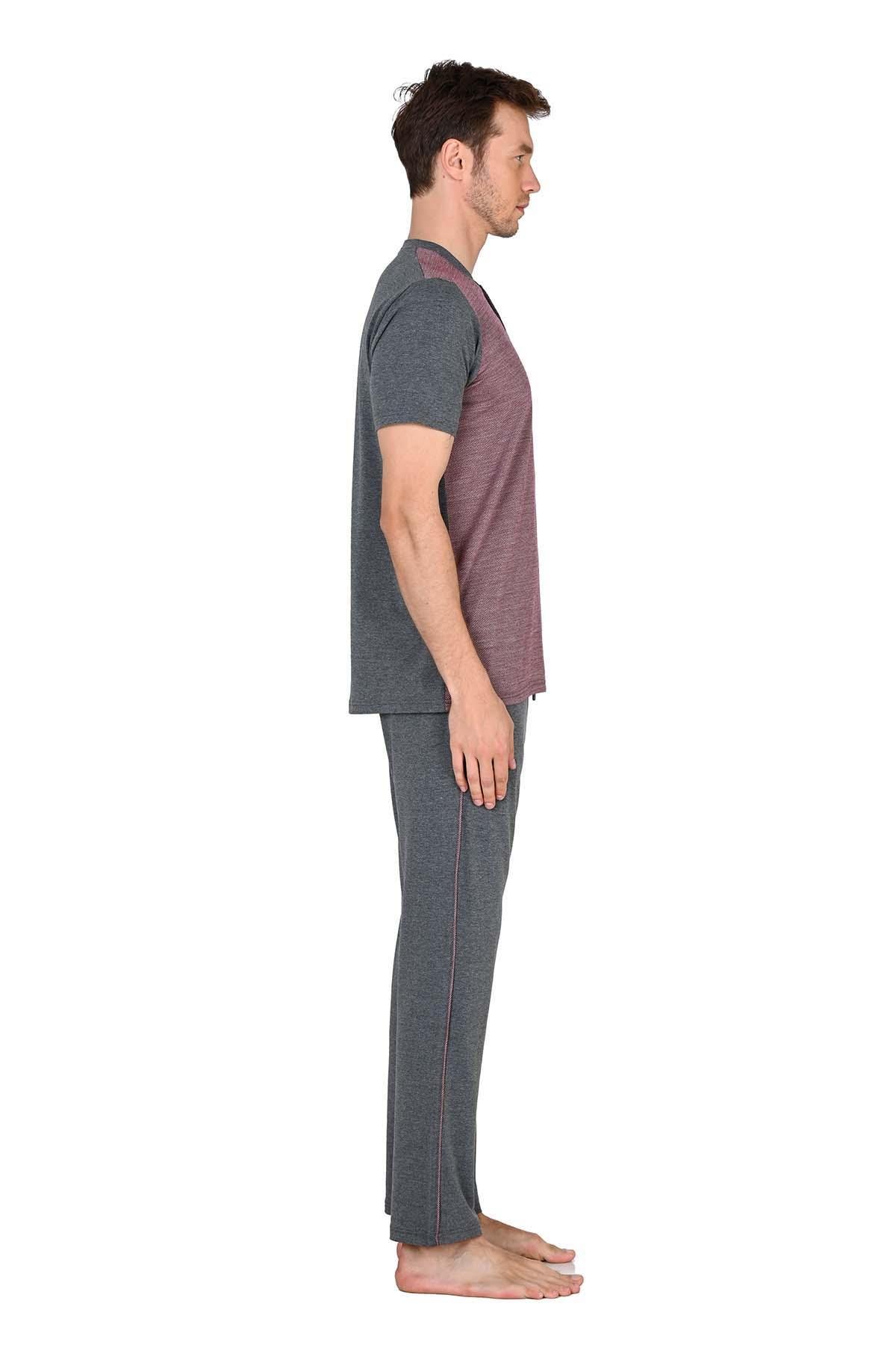 Erkek Patlı Jakarlı Antrasit Pijama Takımı 15214