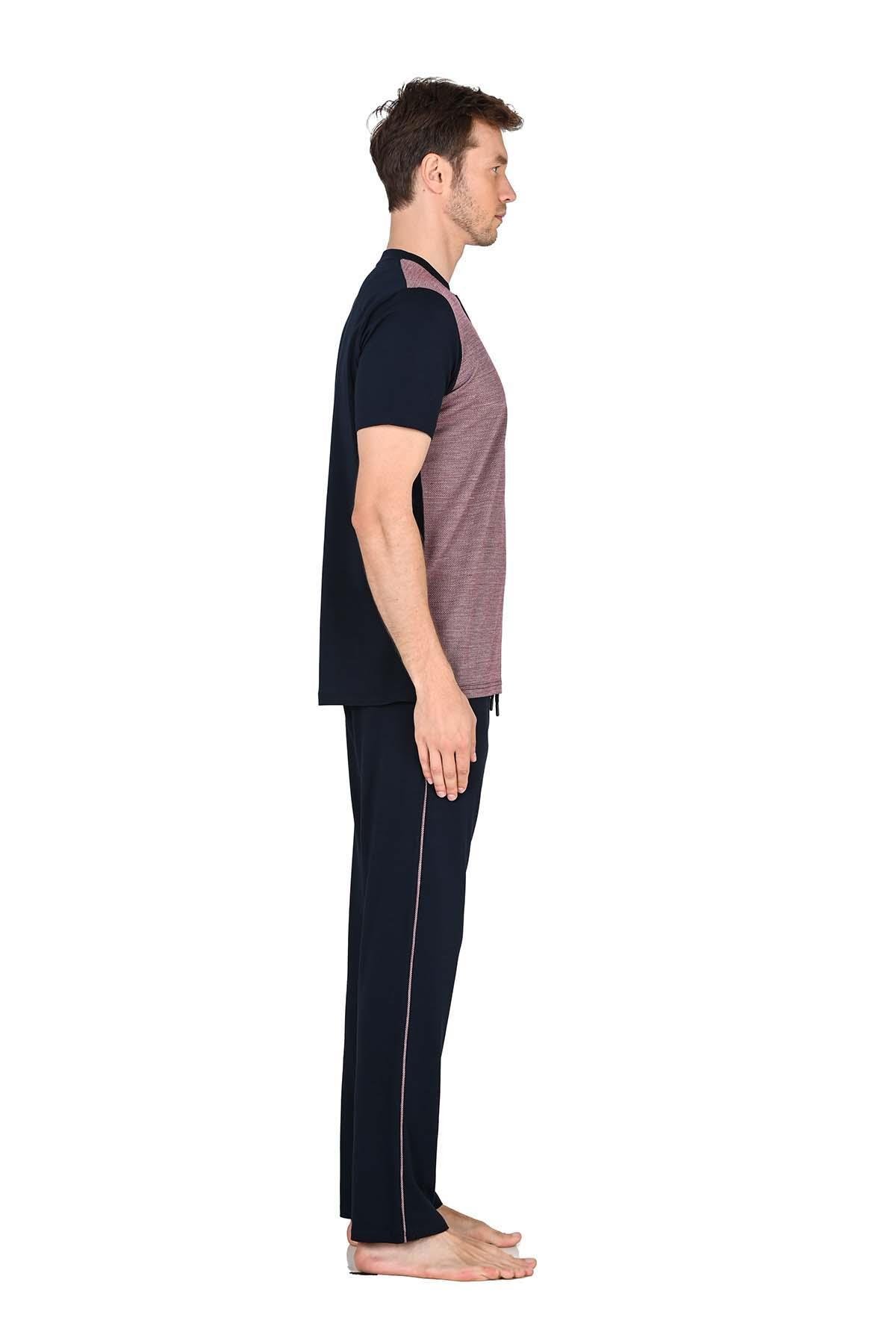 Erkek Patlı Jakarlı Lacivert Pijama Takımı 15214