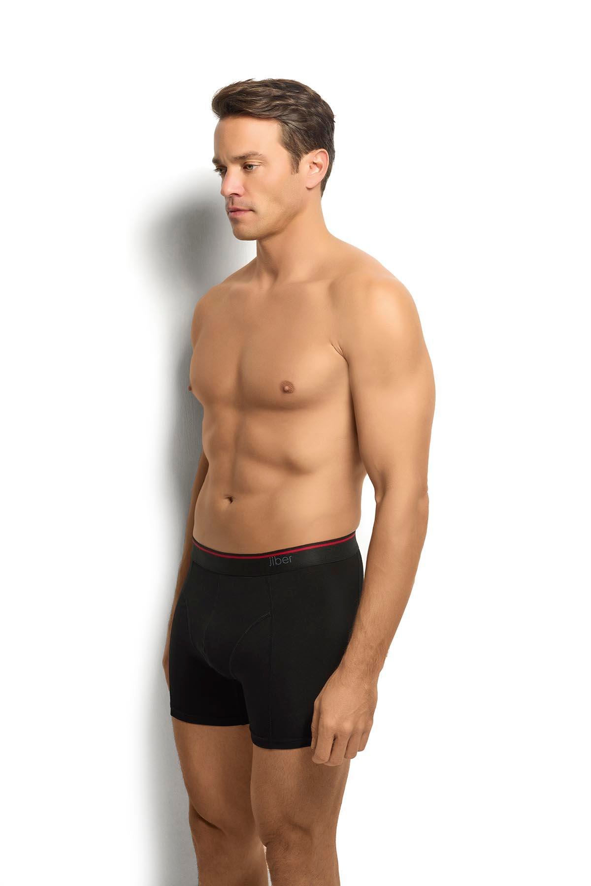 Erkek Siyah Pamuklu Likralı 3'lü Boxer  267