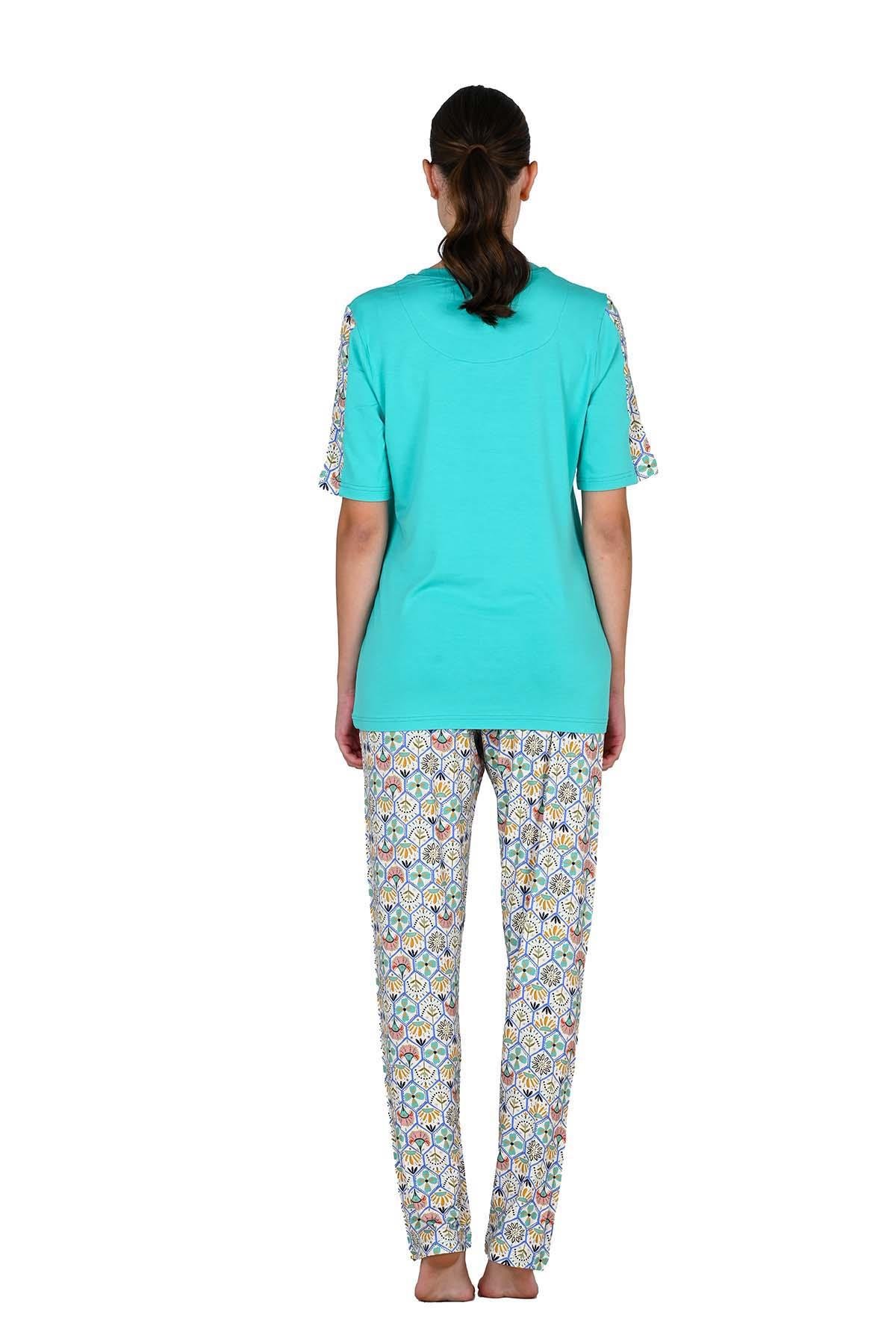 Kadın Viskoz Kısa Kol Pijama Takımı 10204 Mint Yeşili  JBR10204.00001