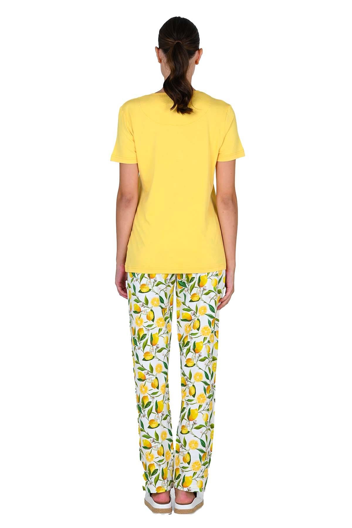 Kadın Viskoz Kısa Kol Sarı Pijama Takımı 10207