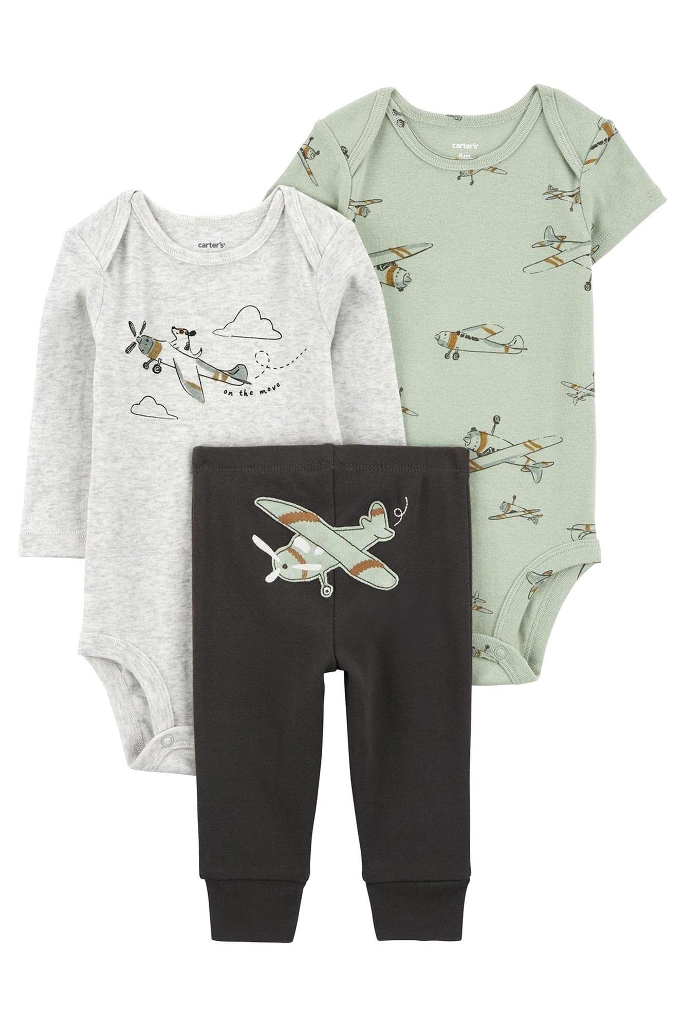 Carter's Erkek Bebek Body Pantolon 3' lü Takım Gri 1R035210