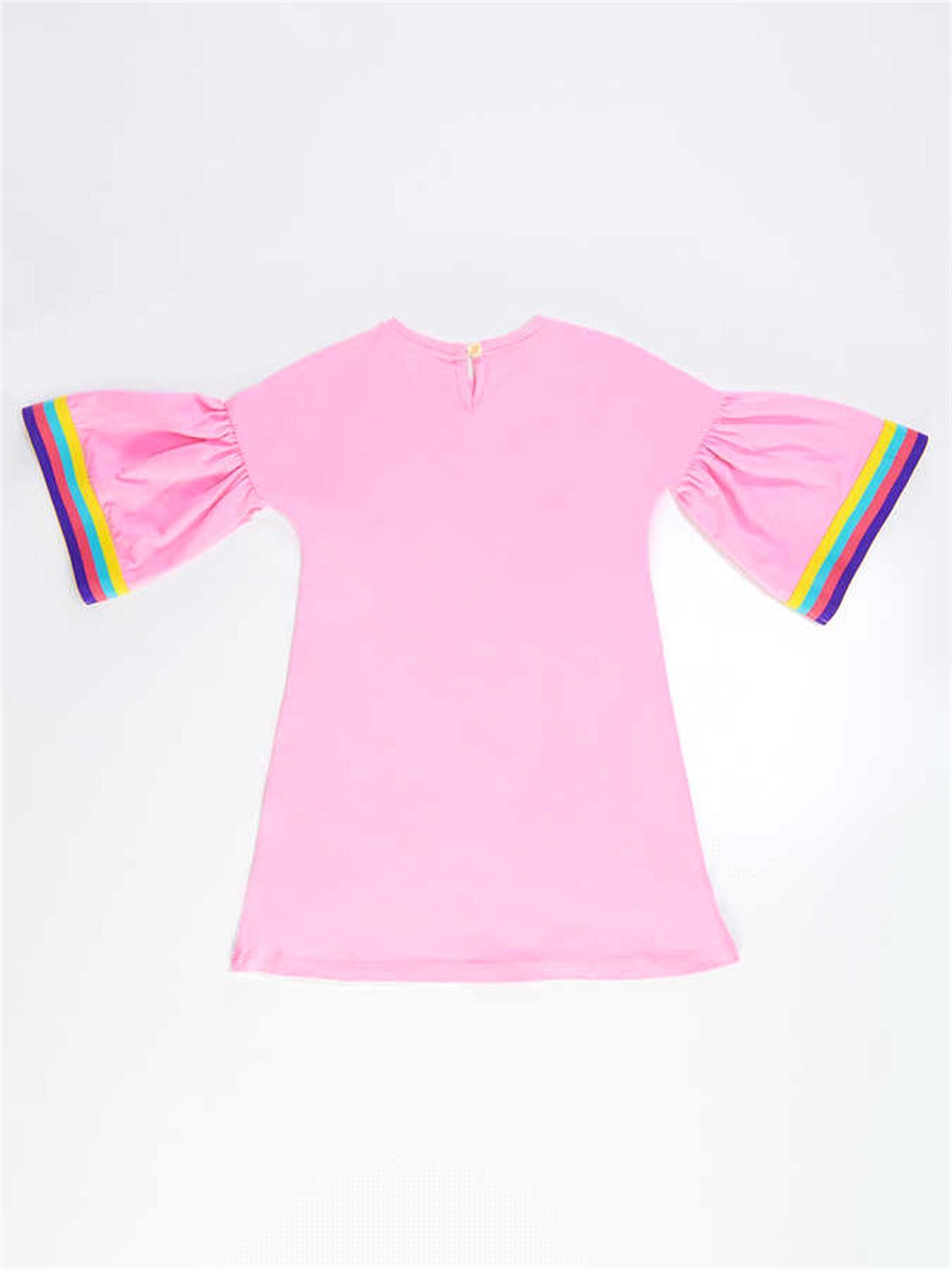 Denokids Kız Çocuk Unicorn Star Elbise Pembe CFF-21Y2-005