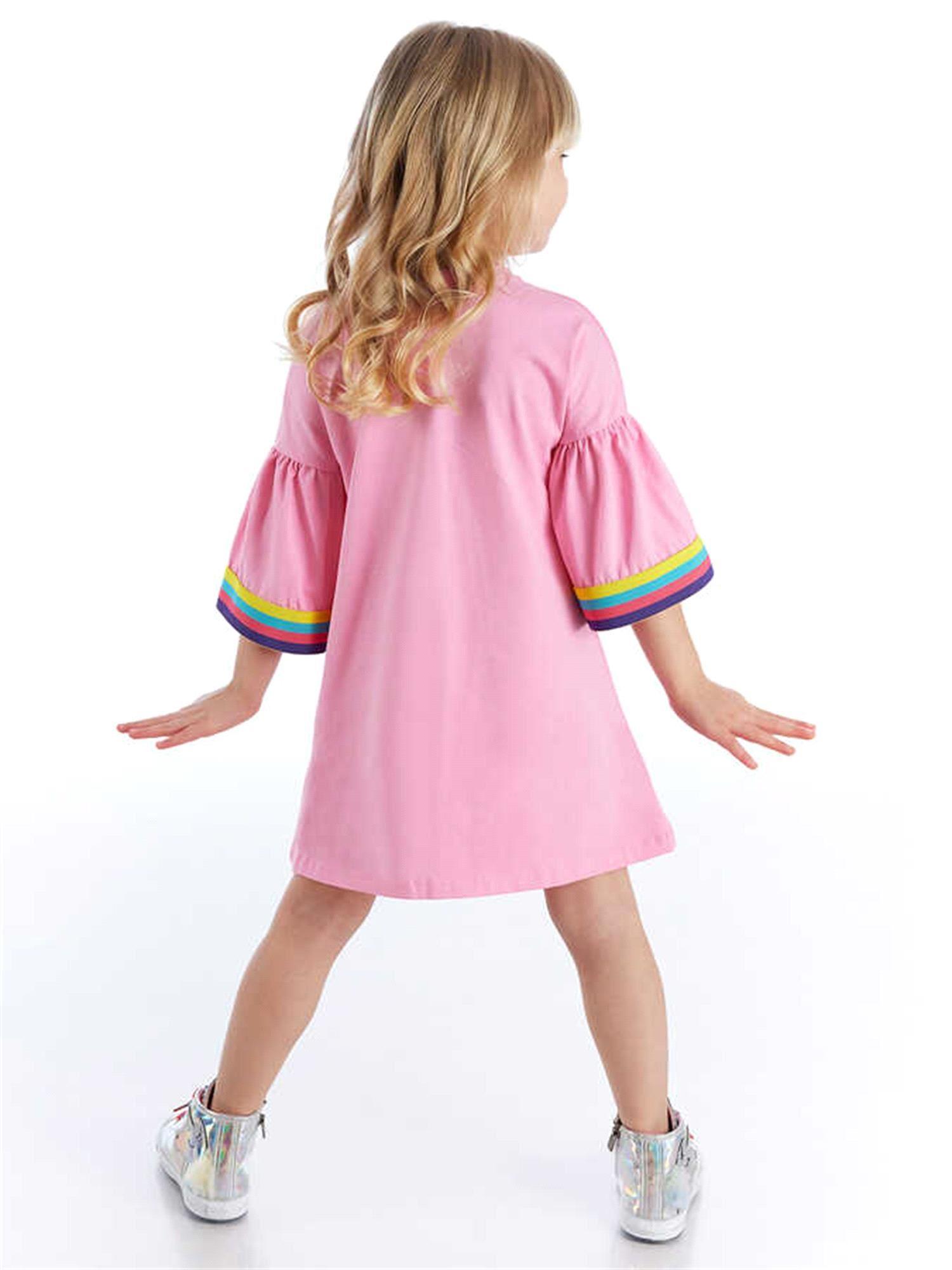 Denokids Kız Çocuk Unicorn Star Elbise Pembe CFF-21Y2-005
