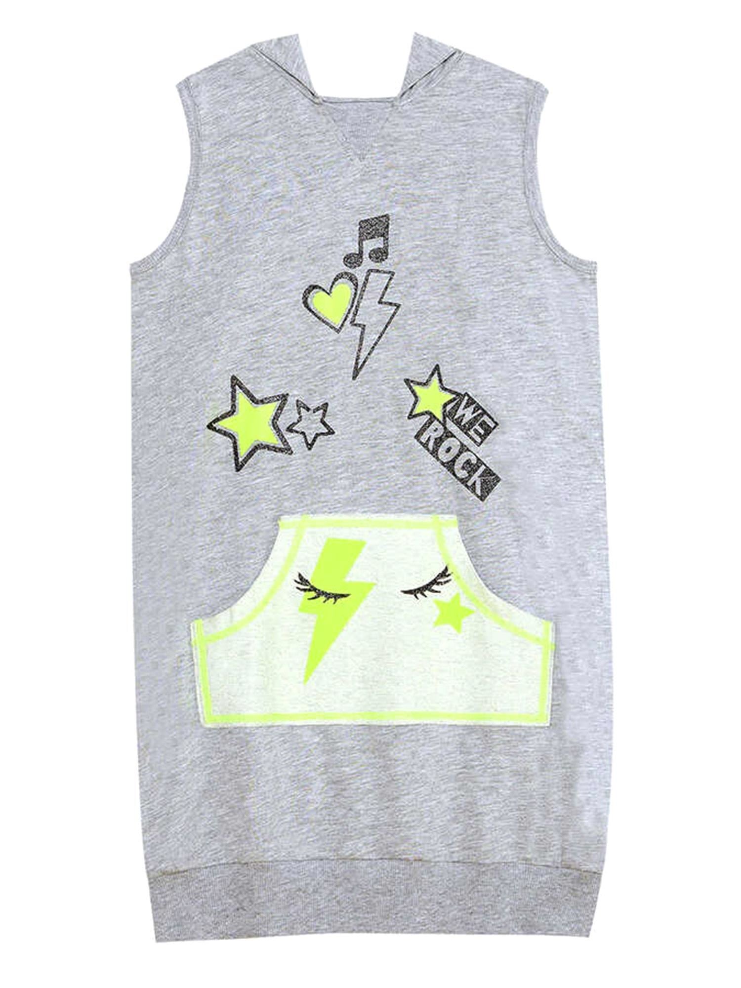 Denokids Kız Çocuk We Rock Kapüşonlu Elbise Gri Melanj MS-24Y1-052