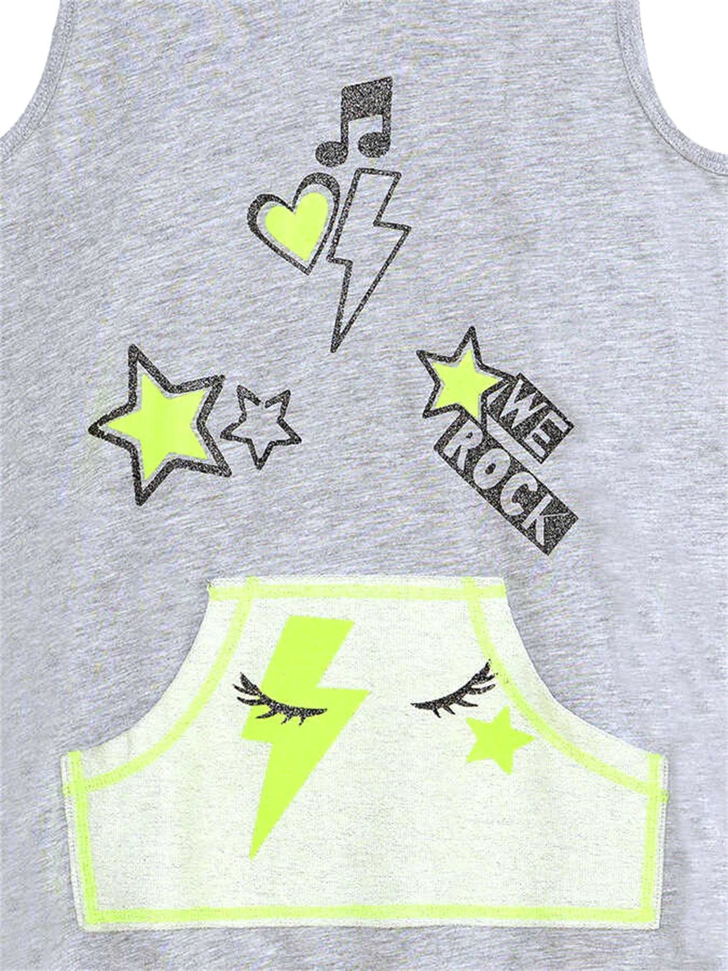 Denokids Kız Çocuk We Rock Kapüşonlu Elbise Gri Melanj MS-24Y1-052